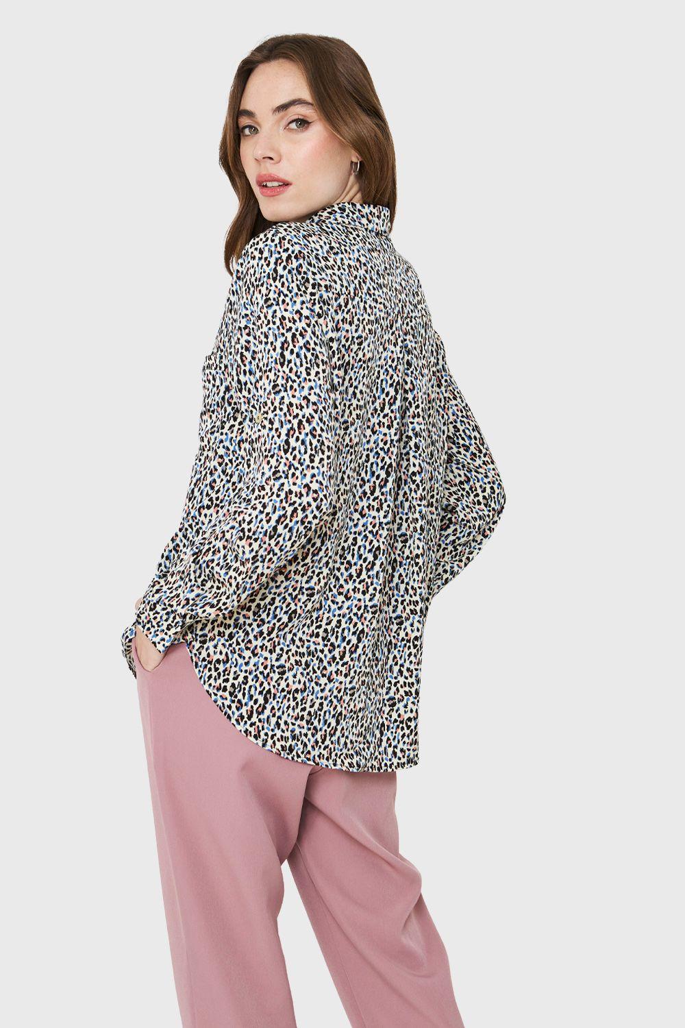 Blusa Bolsillo Animal Print Crema Nicopoly-3