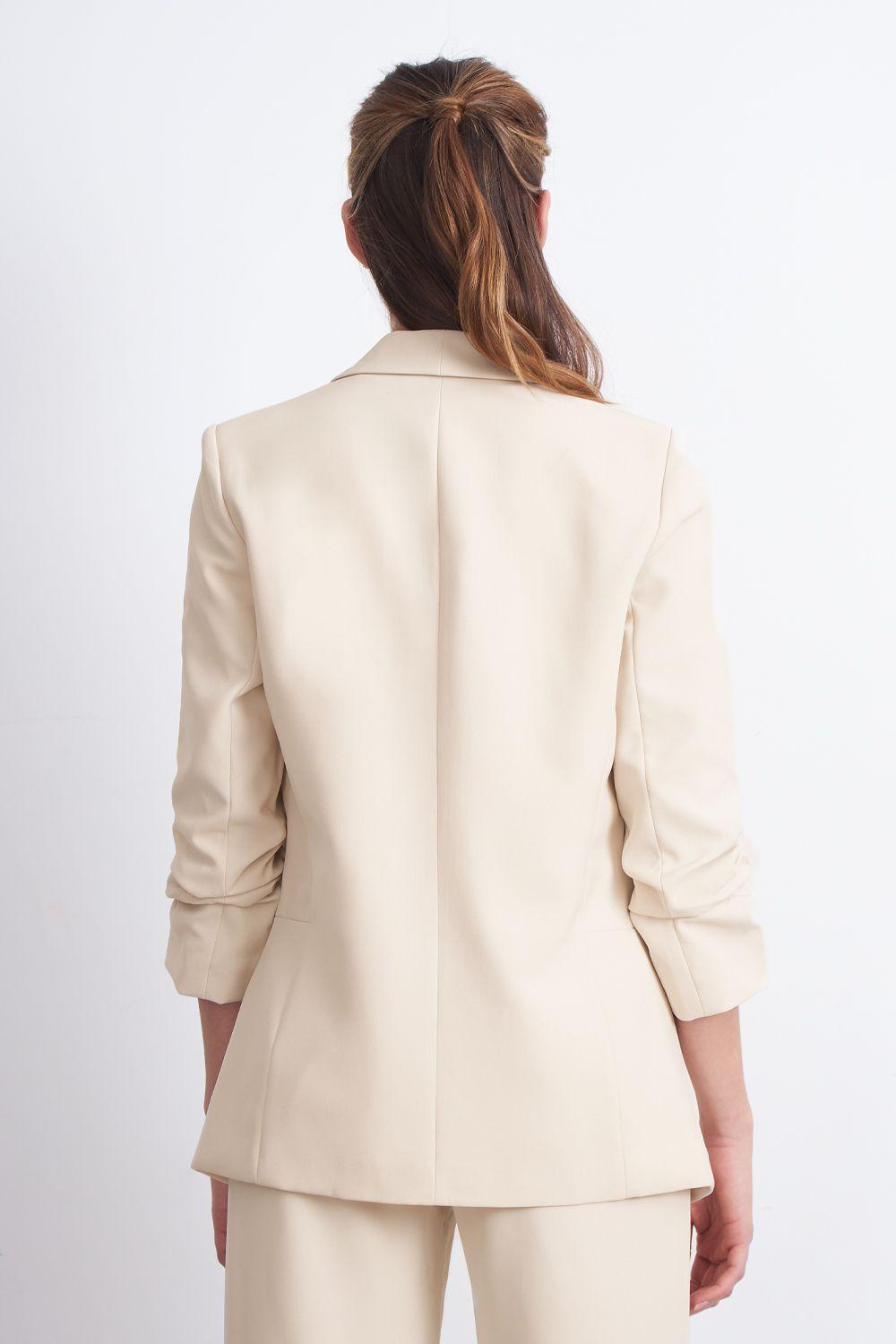 Blazer Manga 3/4 Ajustado con Solapas Beige Nicopoly-3