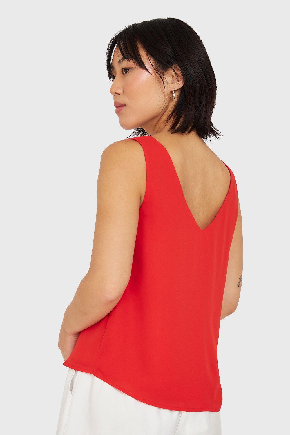 Blusa Básica Escote en V Rojo Nicopoly-3