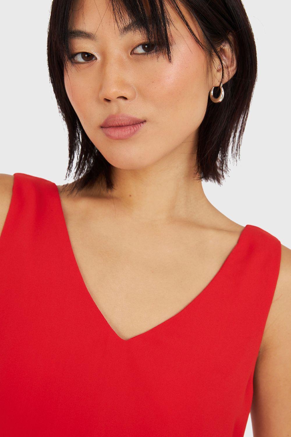 Blusa Básica Escote en V Rojo Nicopoly-5