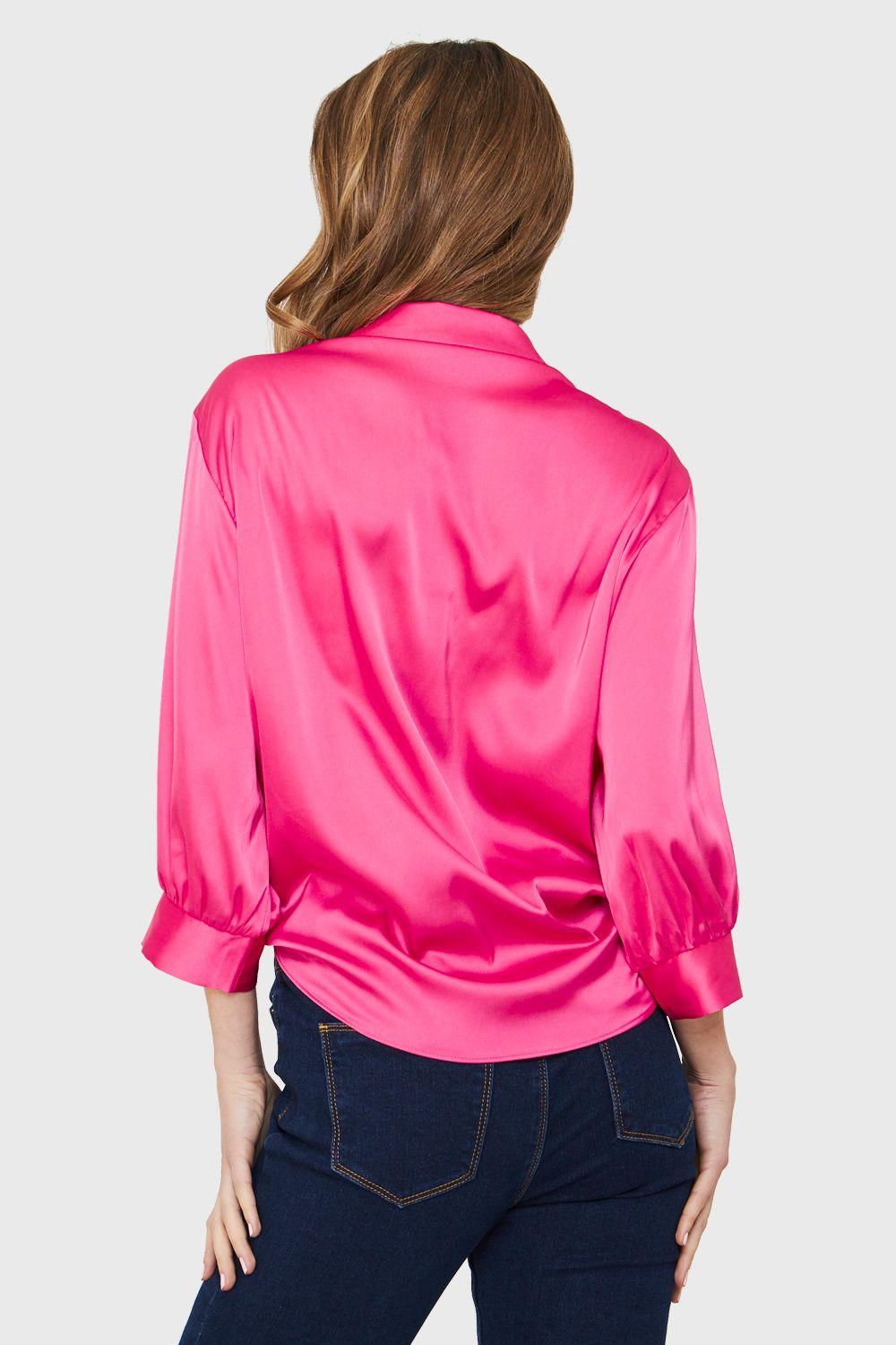 Blusa Tipo Satín Nudo Fucsia Nicopoly-3