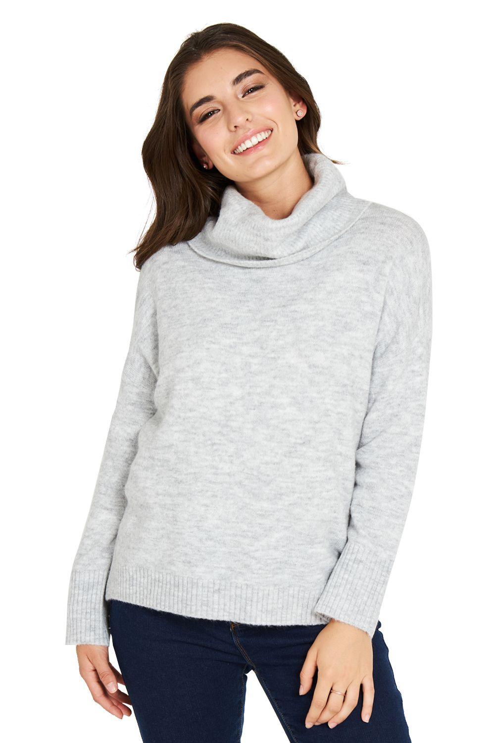 Sweater Cuello Alto Gris Nicopoly-0