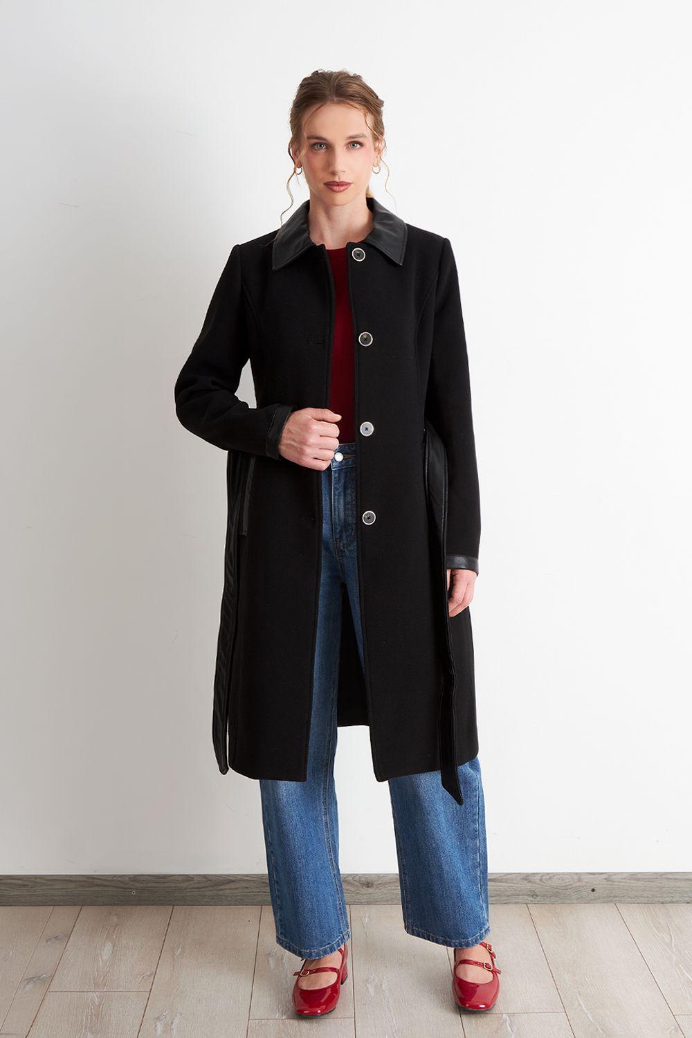 Abrigo Cuello Camisero Negro Nicopoly-1