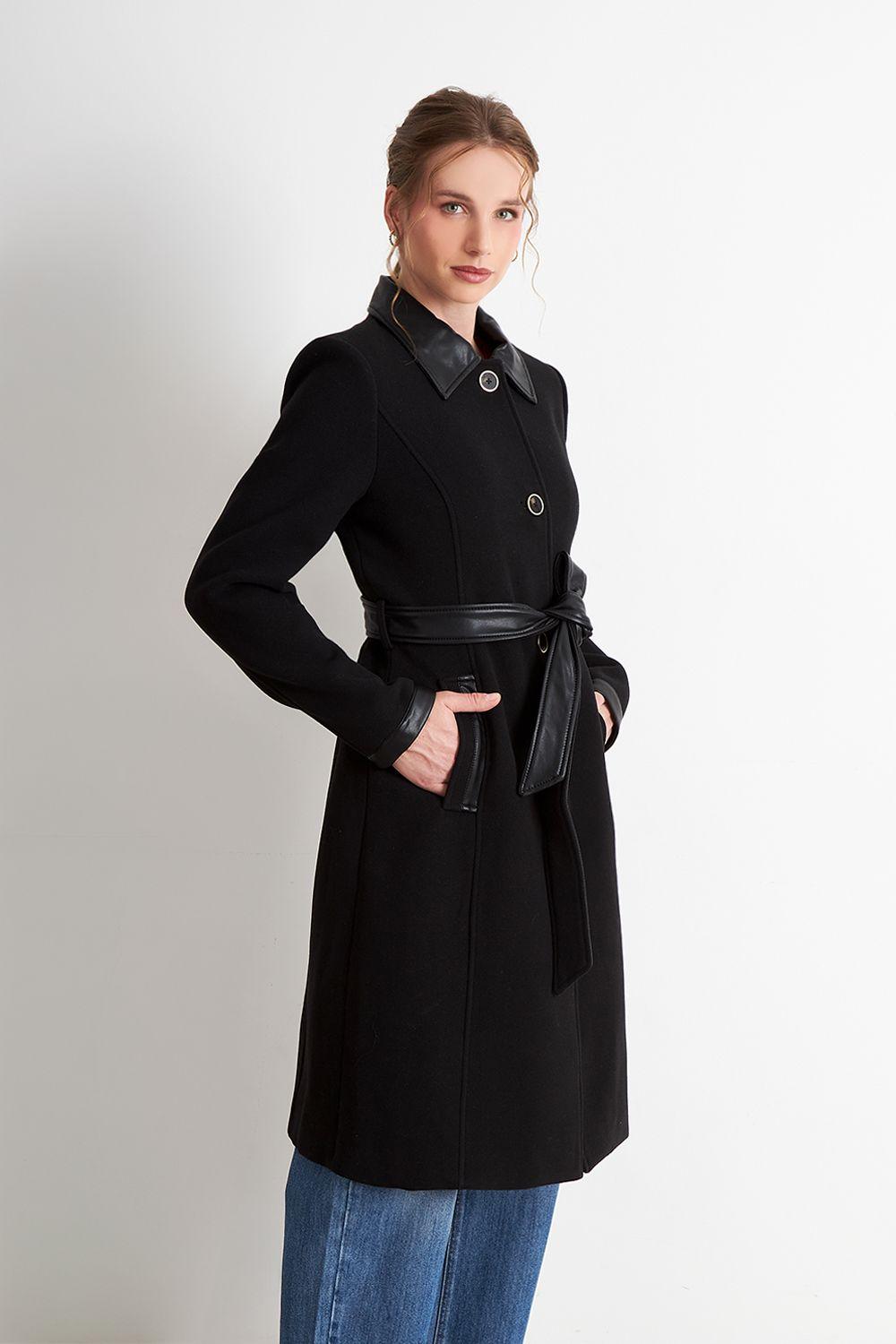 Abrigo Cuello Camisero Negro Nicopoly-2