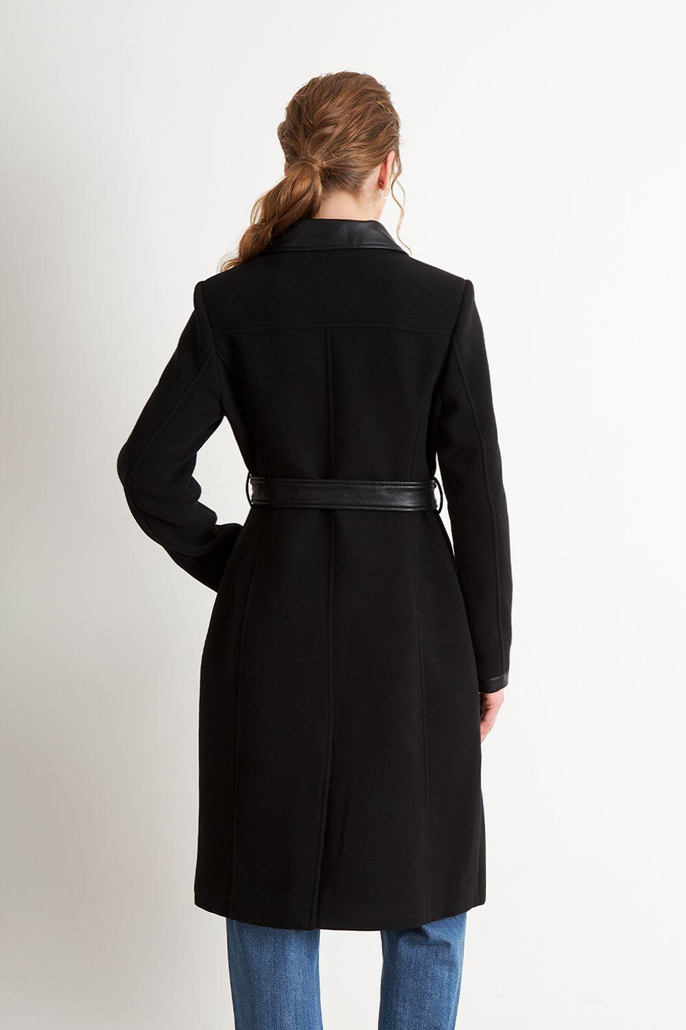 Abrigo Cuello Camisero Negro Nicopoly-3