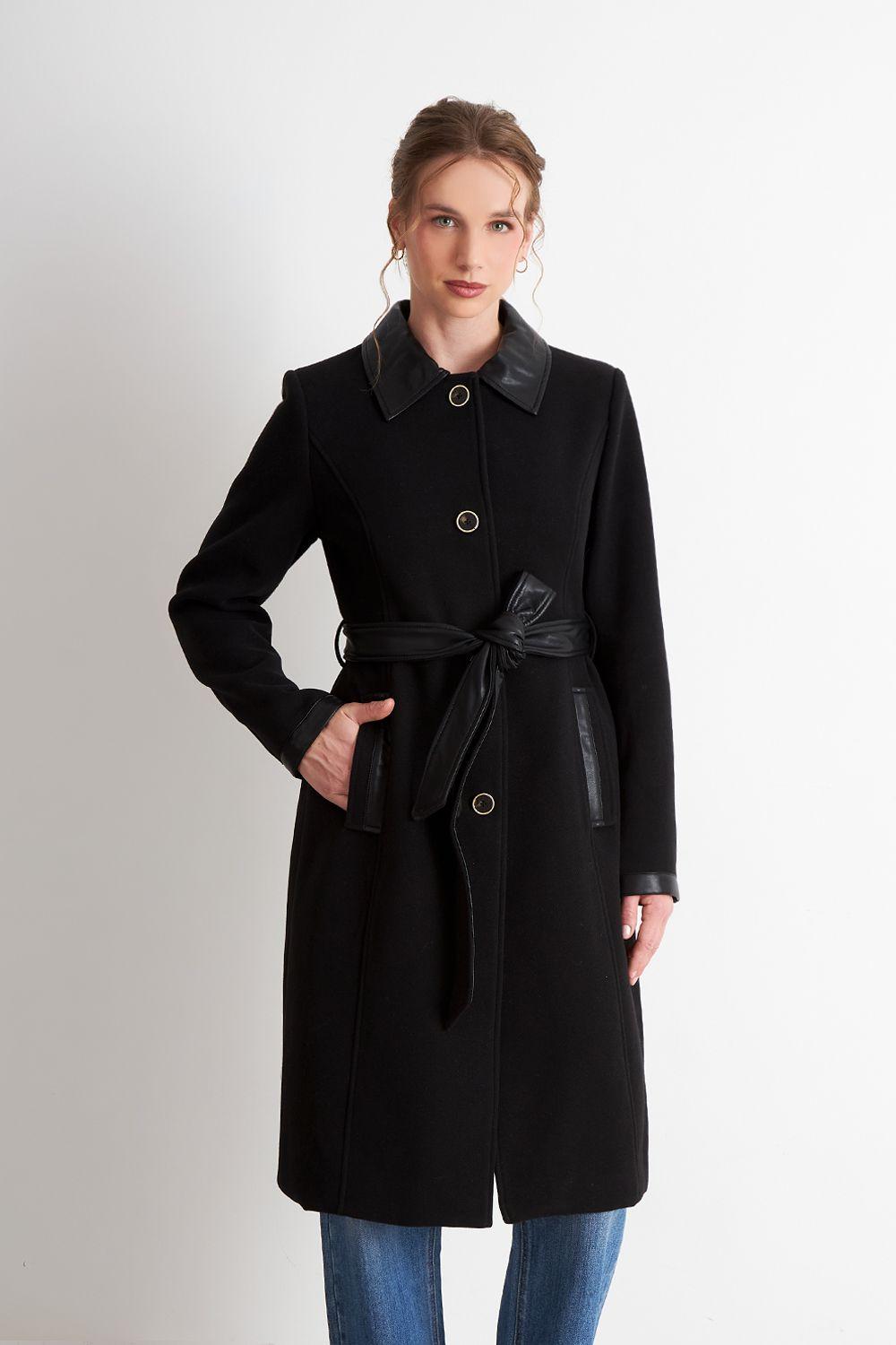 Abrigo Cuello Camisero Negro Nicopoly-4