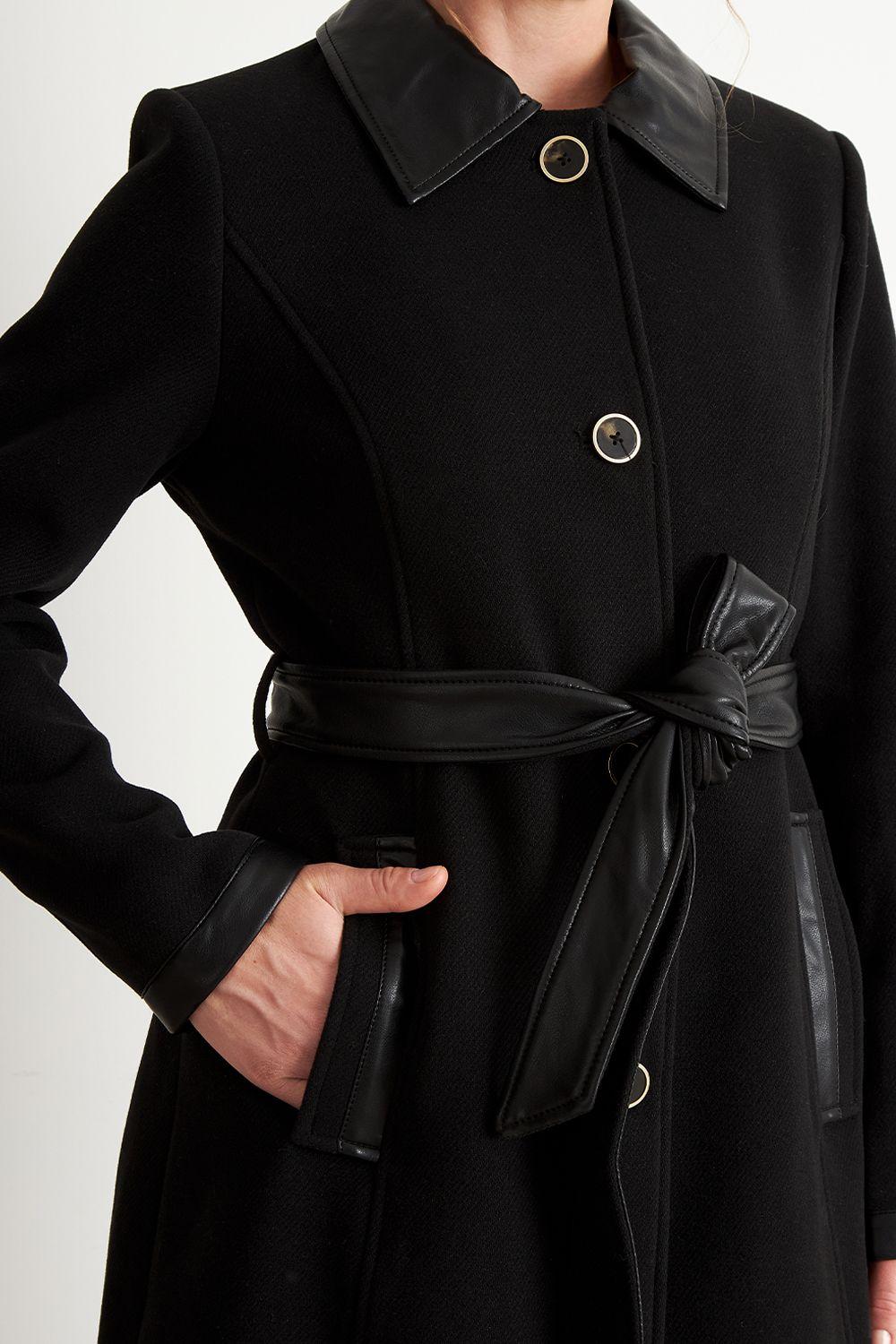 Abrigo Cuello Camisero Negro Nicopoly-5