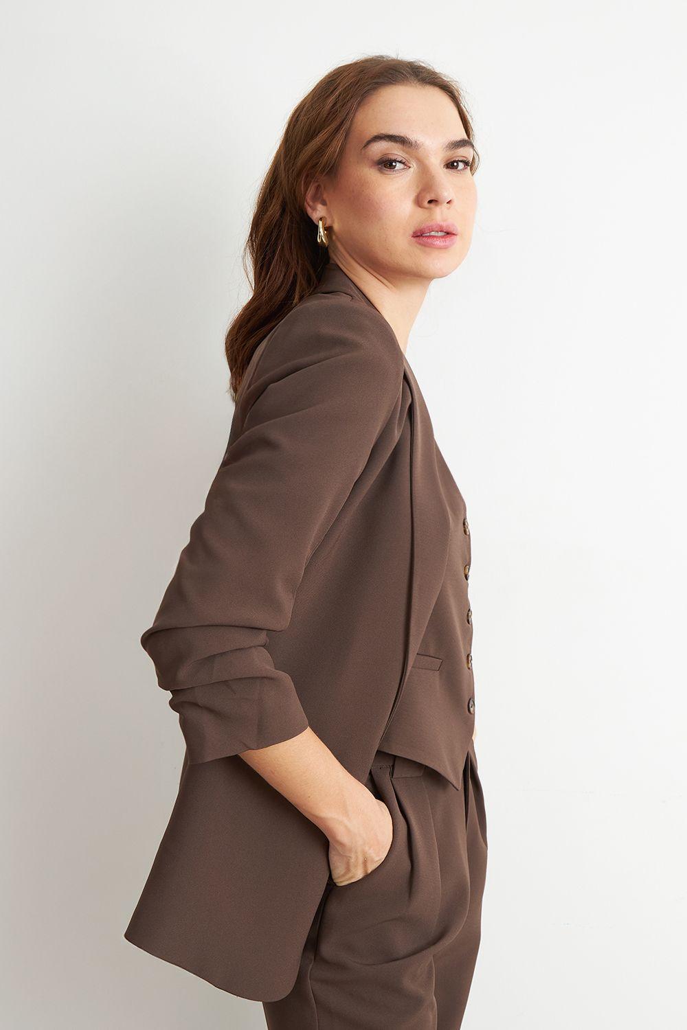 Blazer Manga 3/4 Ajustado con Solapas Mocca Nicopoly-2