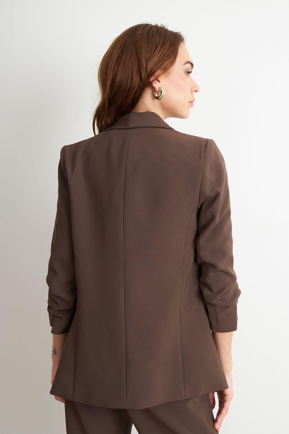 Blazer Manga 3/4 Ajustado con Solapas Mocca Nicopoly-3