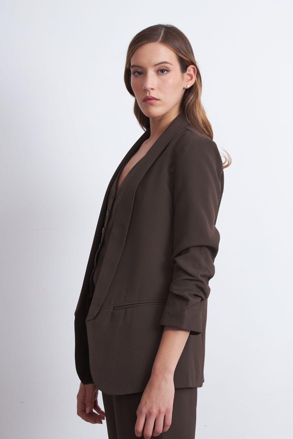 Blazer Manga 3/4 Ajustado con Solapas Mocca Nicopoly-2