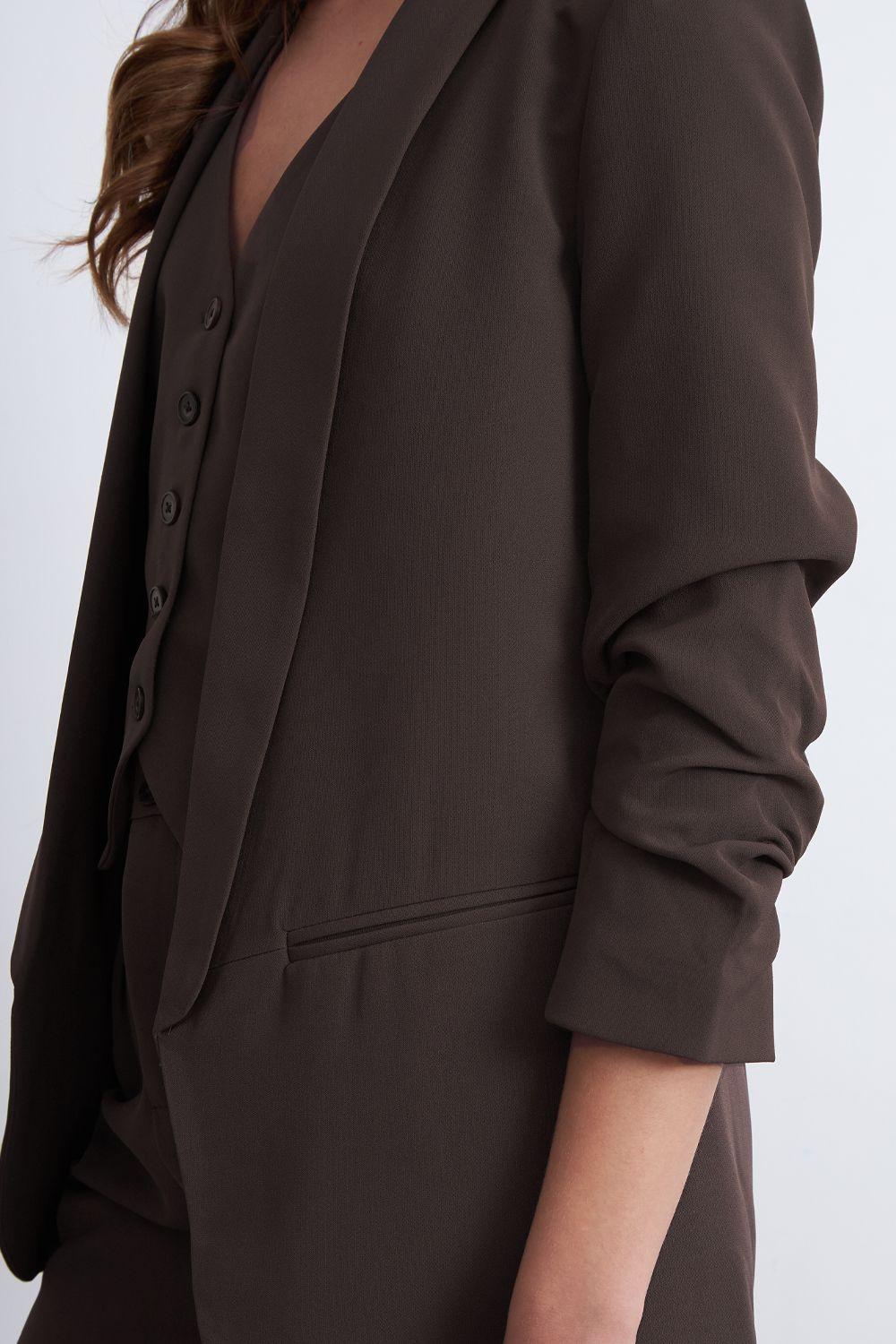 Blazer Manga 3/4 Ajustado con Solapas Mocca Nicopoly-6