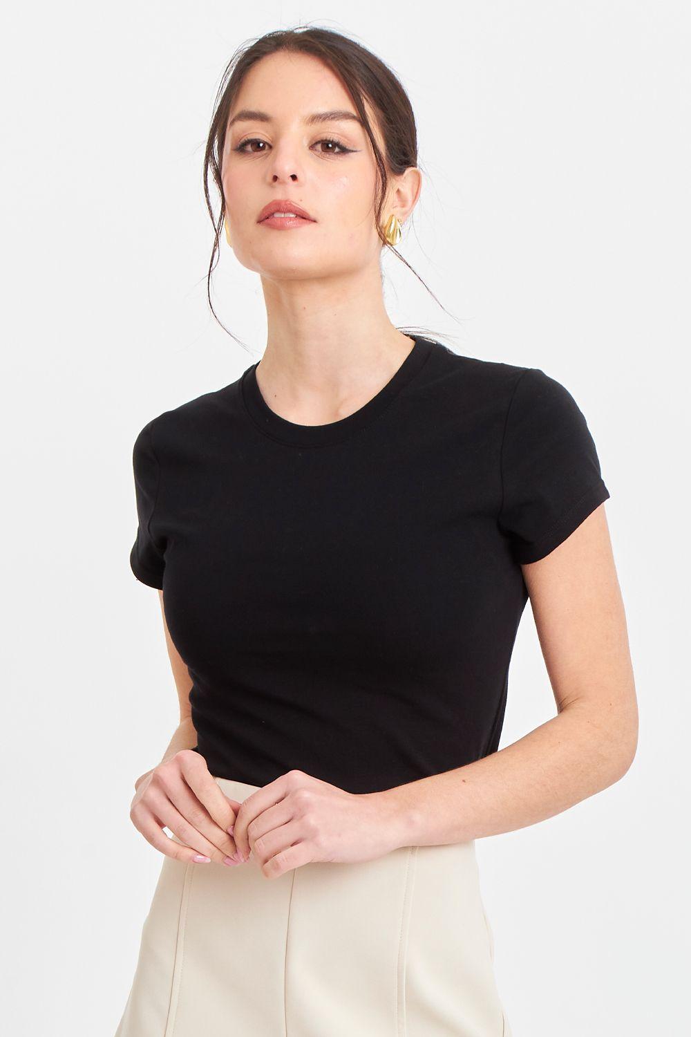 Polera Manga Corta Básica Negro Nicopoly-0