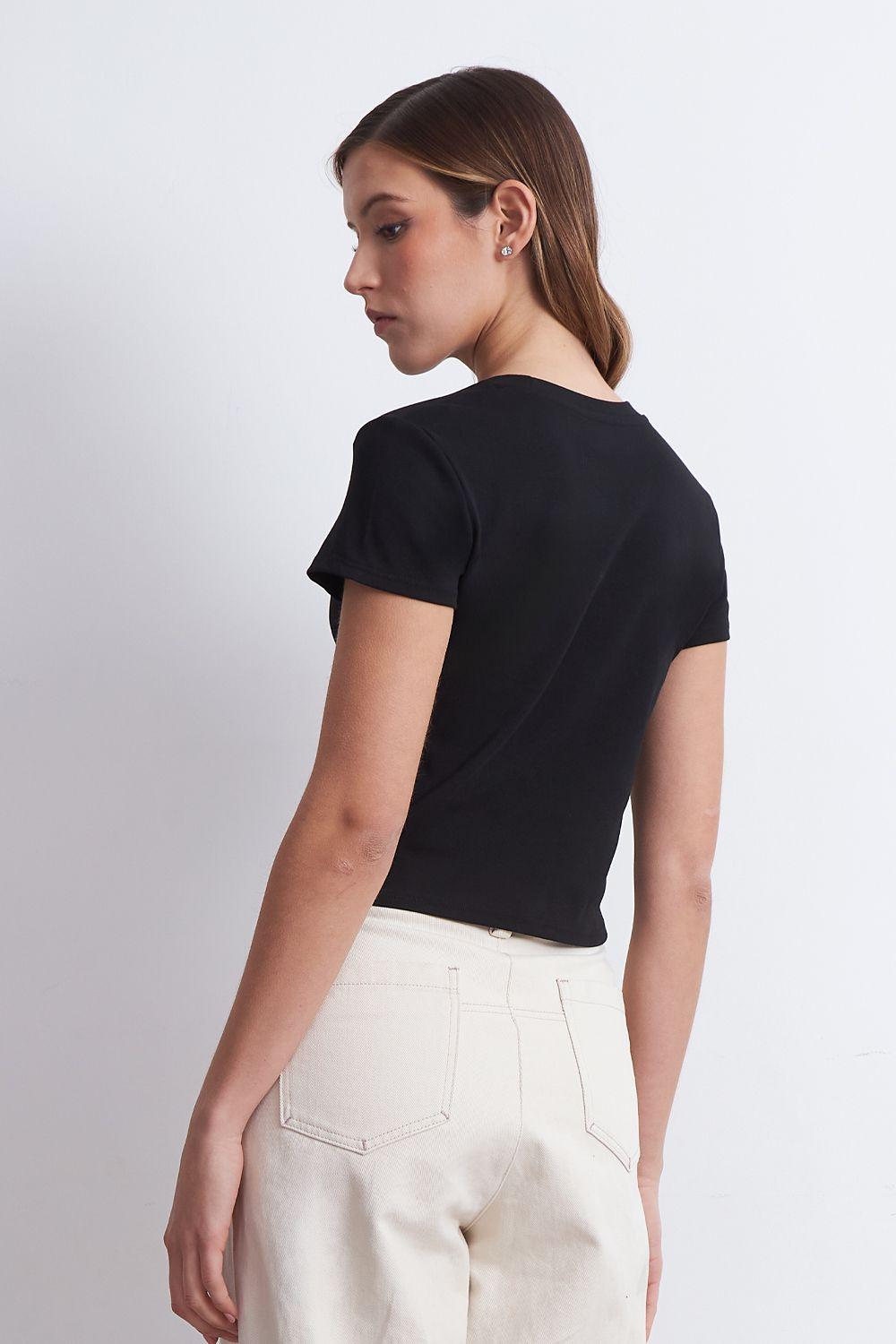 Polera Manga Corta Básica Negro Nicopoly-3