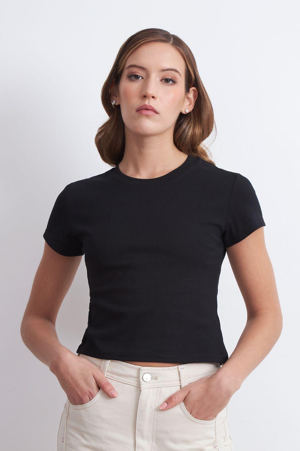 Polera Manga Corta Básica Negro Nicopoly-4