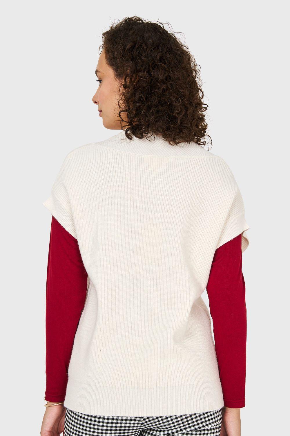 Sweater Escote Profundo Blanco Nicopoly-3
