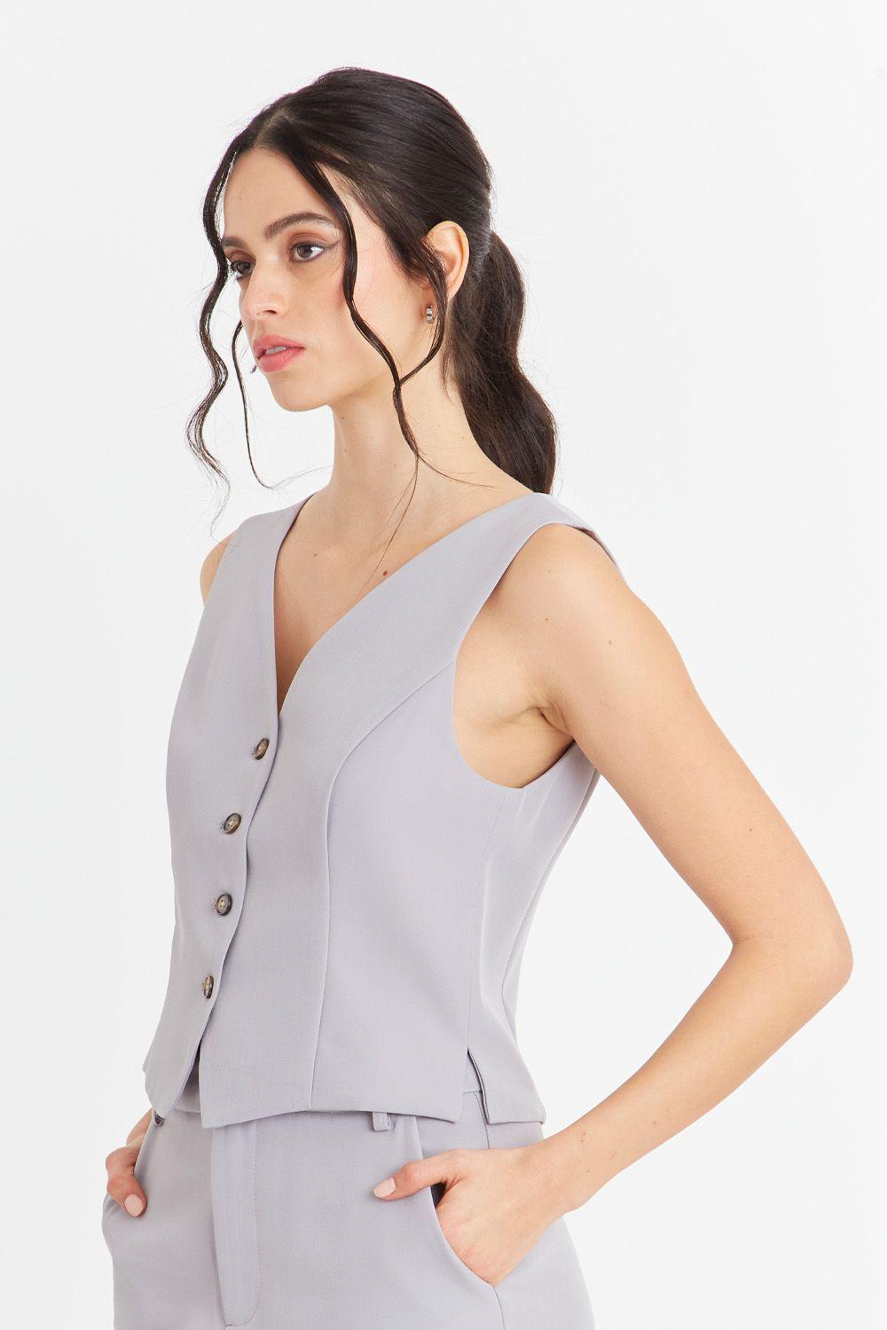 Gilet 4 Botones Gris Nicopoly-2