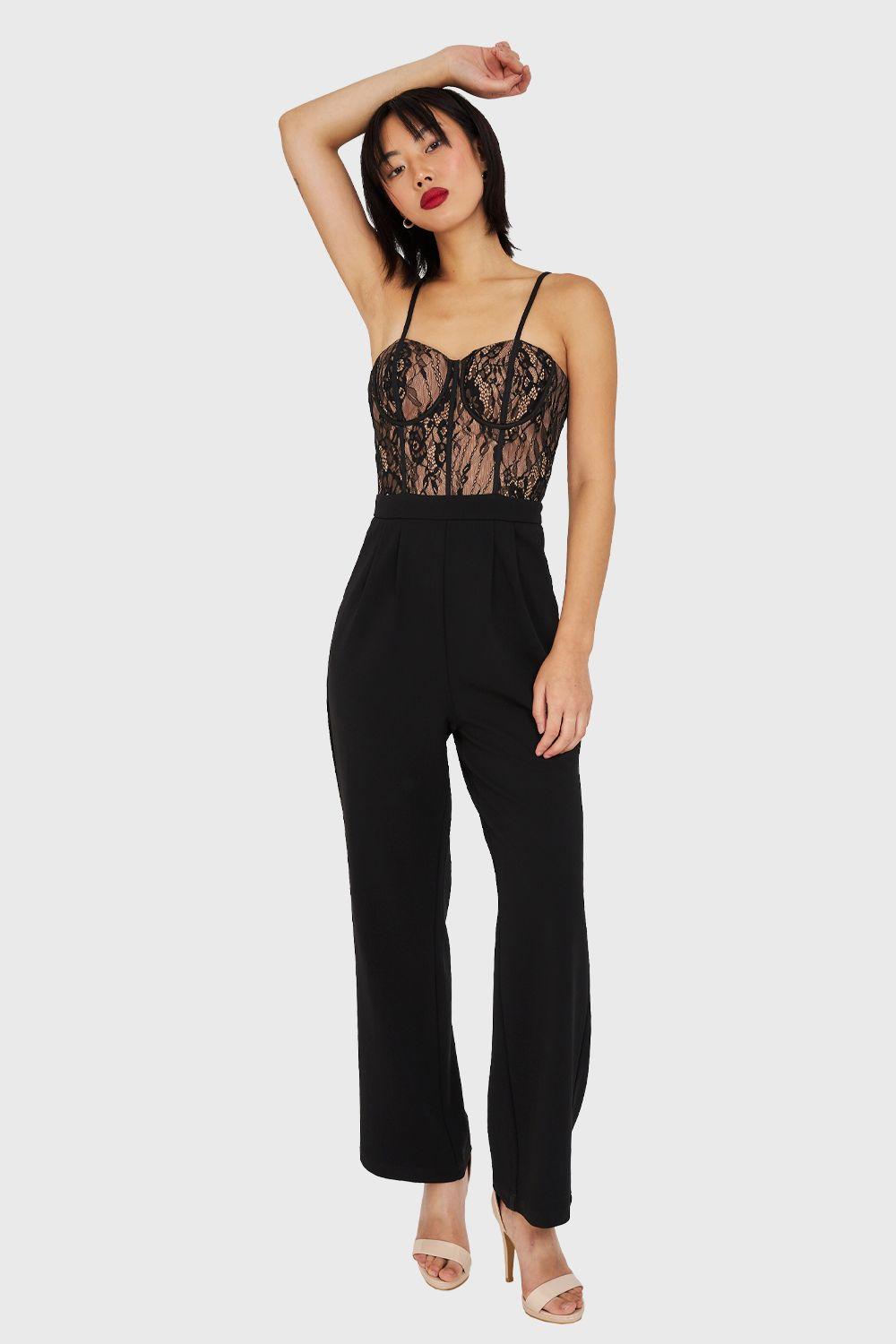 Enterito Bustier Encaje Negro Nicopoly-0