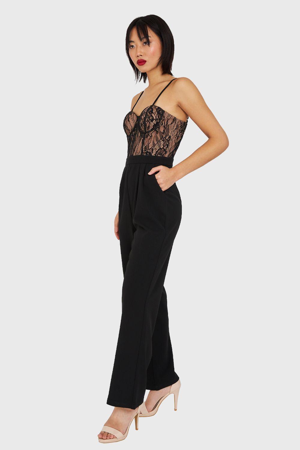 Enterito Bustier Encaje Negro Nicopoly-2