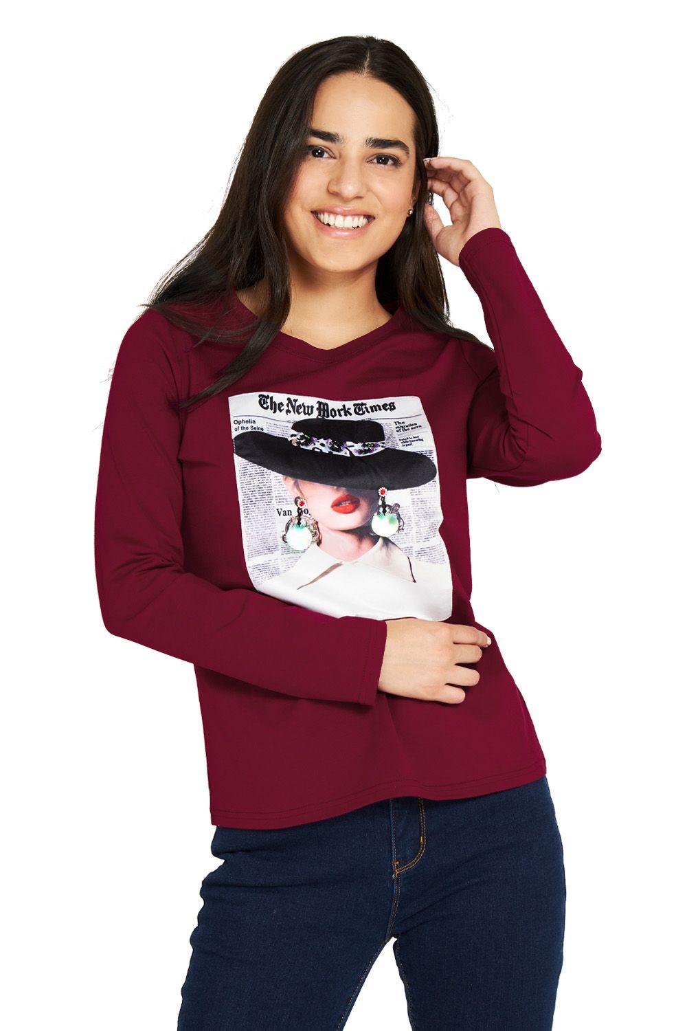 Polera Fashion Capelina Hat Burdeo Nicopoly-0