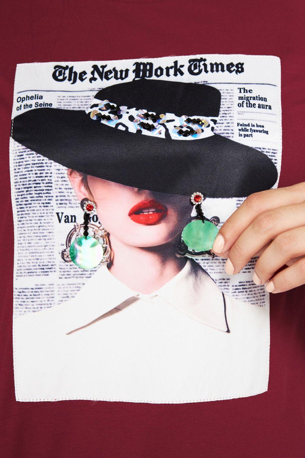 Polera Fashion Capelina Hat Burdeo Nicopoly-4