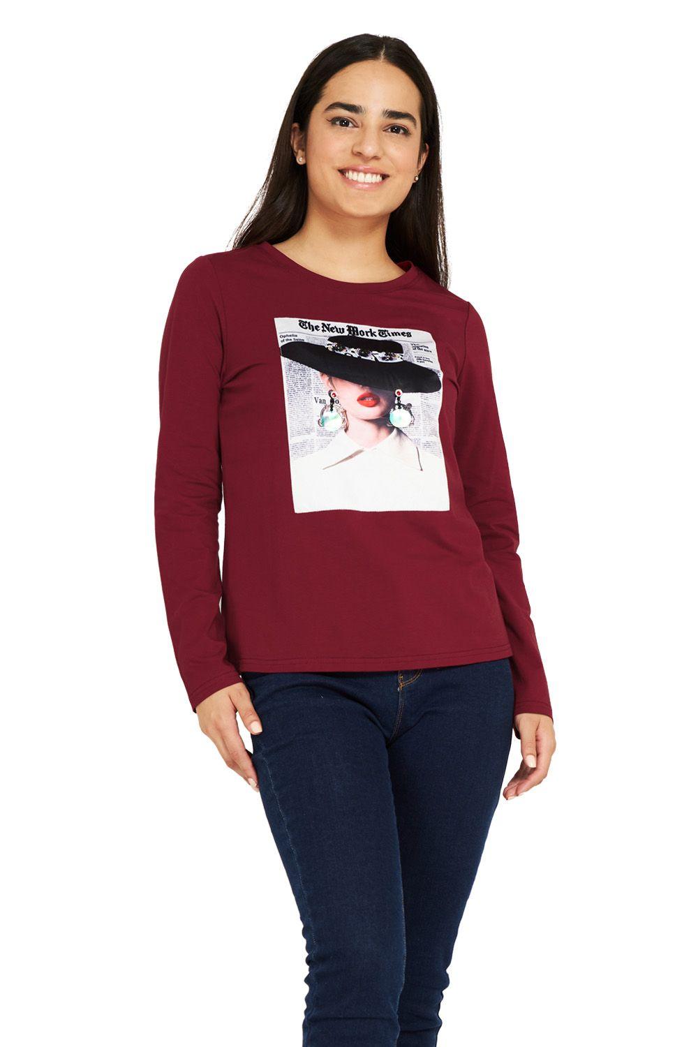 Polera Fashion Capelina Hat Burdeo Nicopoly-1