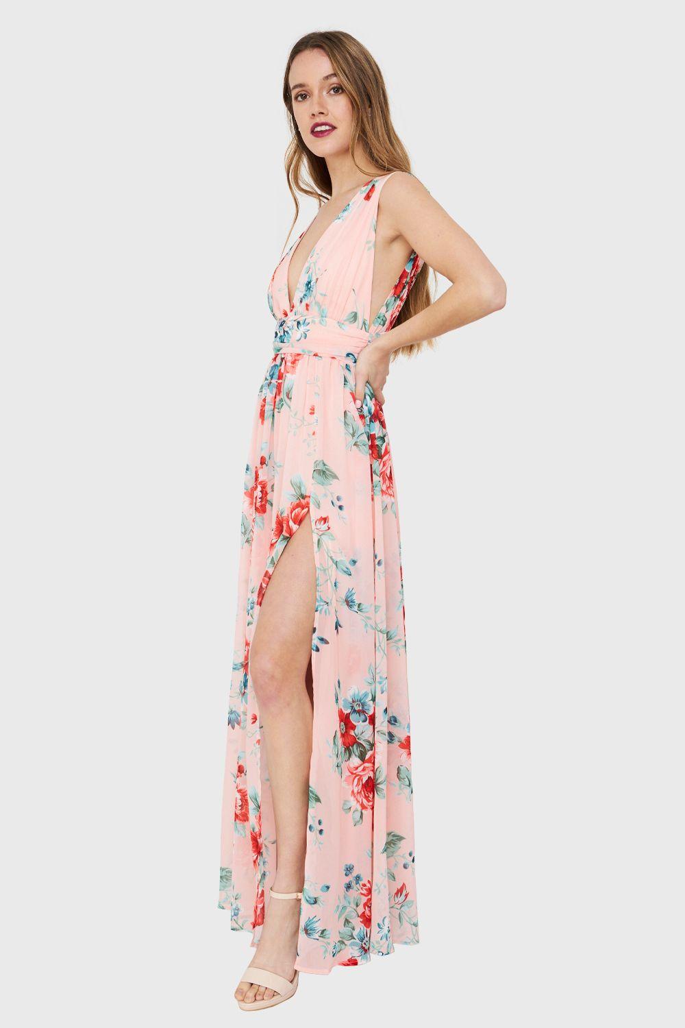 Vestido Griego Floral Damasco Nicopoly-2