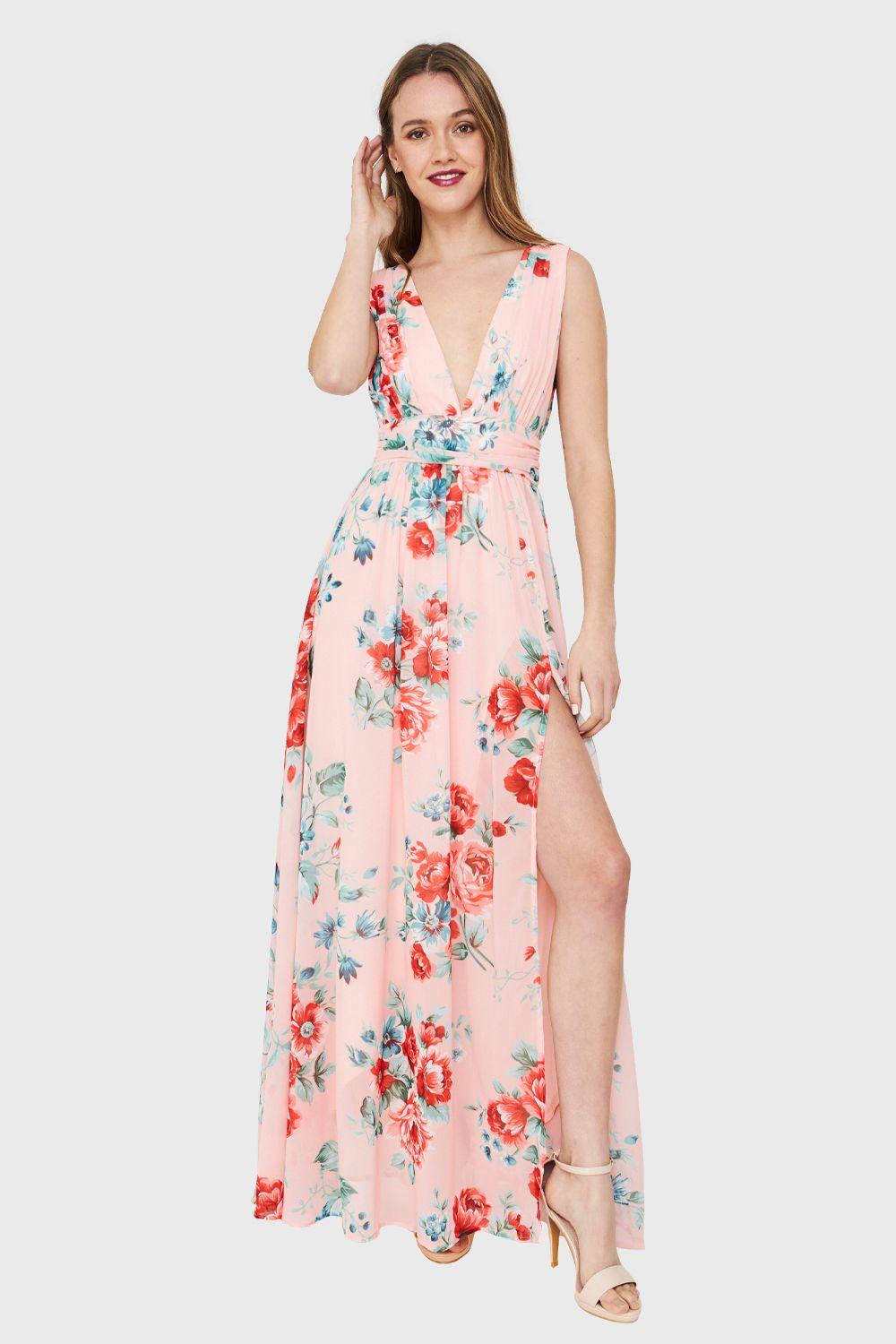 Vestido Griego Floral Damasco Nicopoly-0