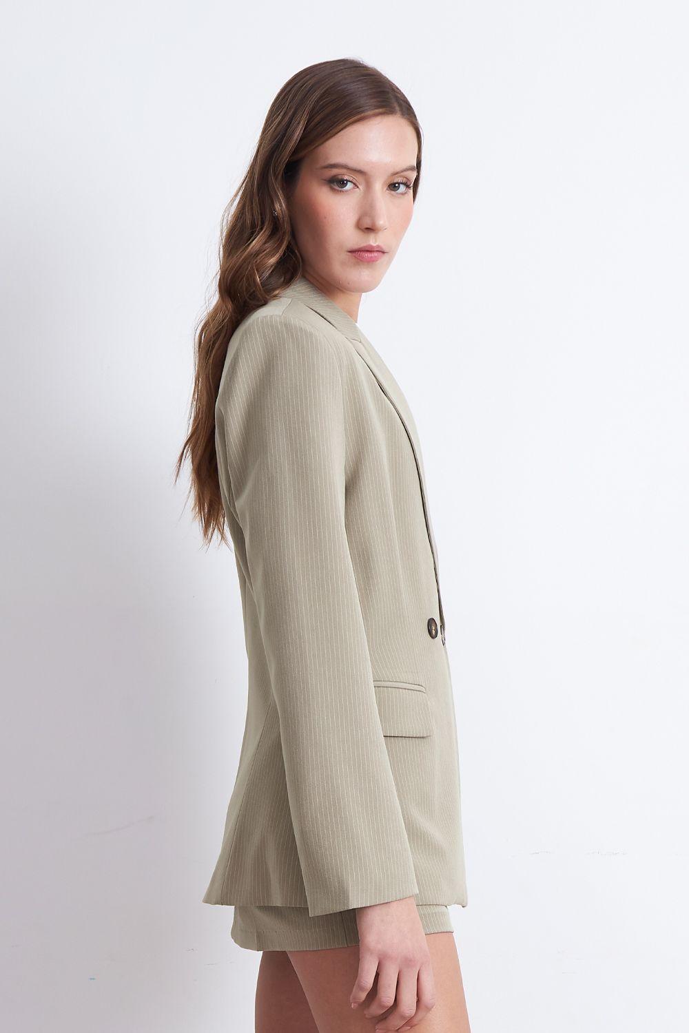 Blazer Cruzado Rayas Diplomáticas Khaki Nicopoly-2