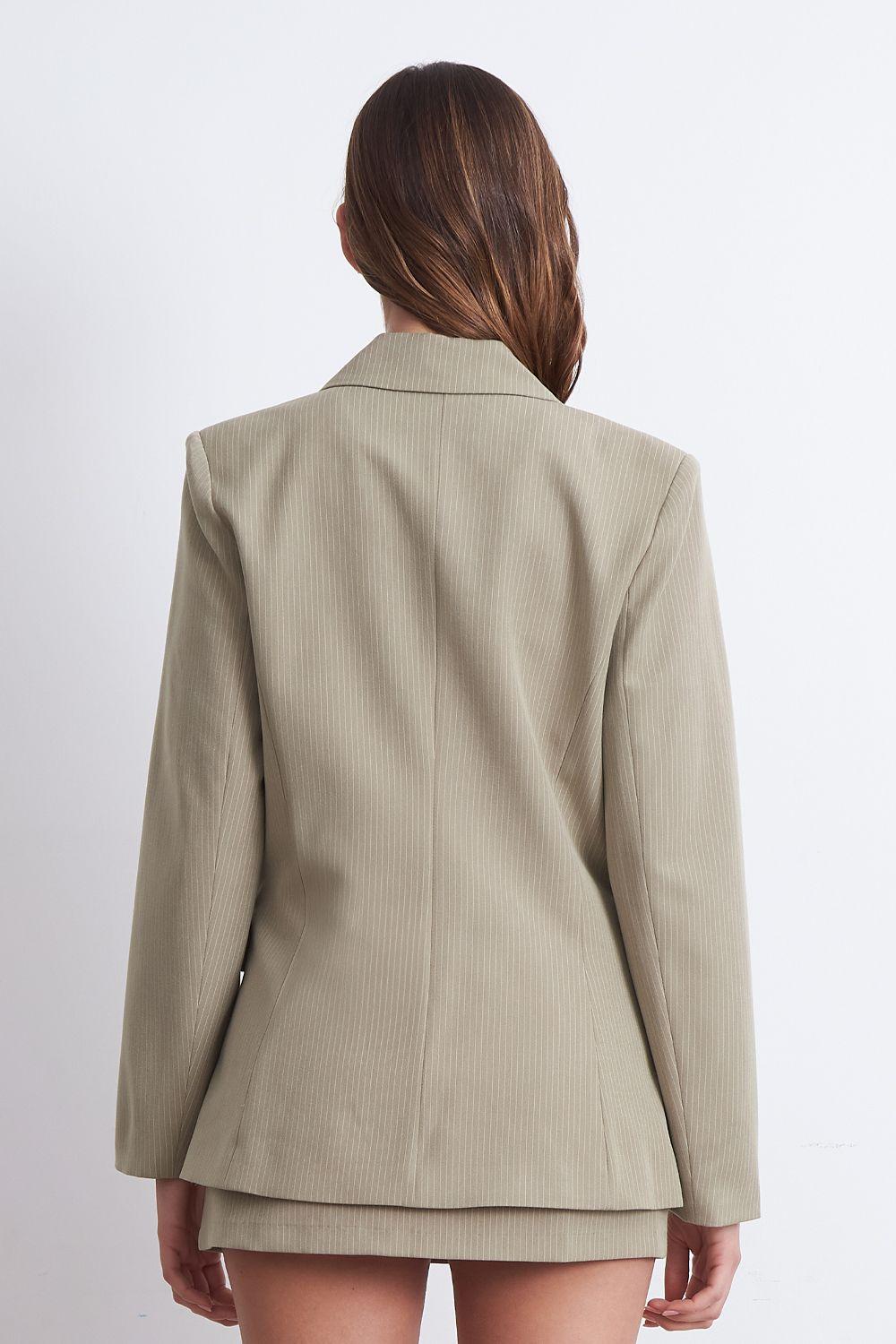 Blazer Cruzado Rayas Diplomáticas Khaki Nicopoly-3