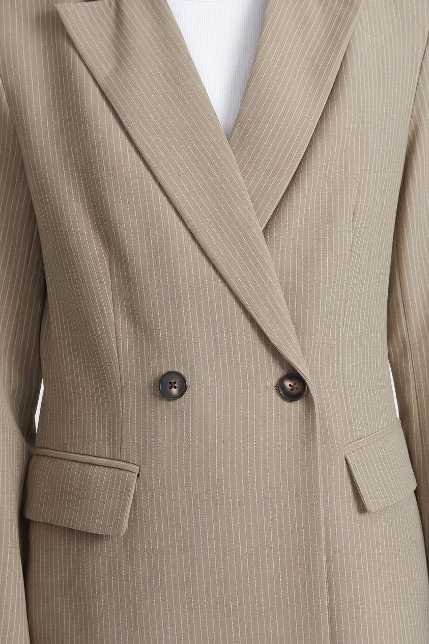 Blazer Cruzado Rayas Diplomáticas Khaki Nicopoly-6