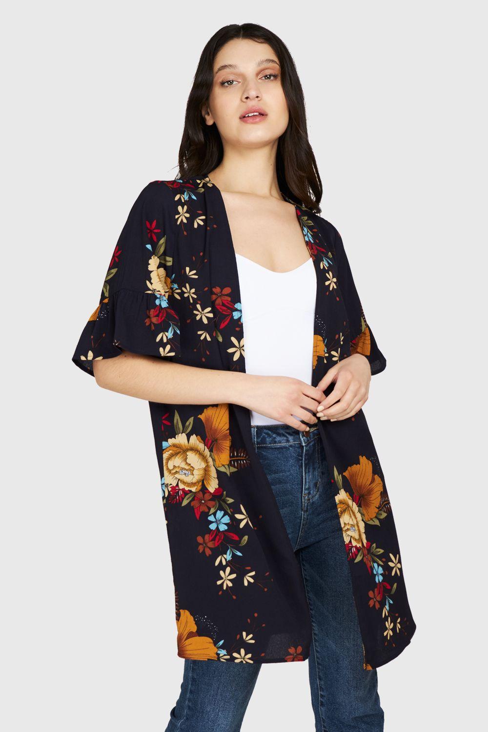 Kimono Manga Vuelos Azul Marino Nicopoly-0