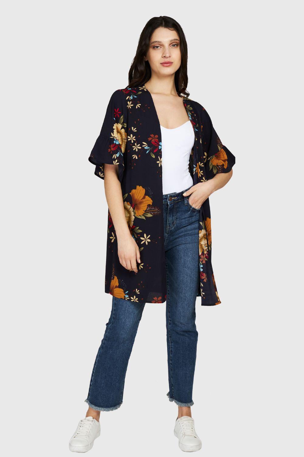 Kimono Manga Vuelos Azul Marino Nicopoly-1