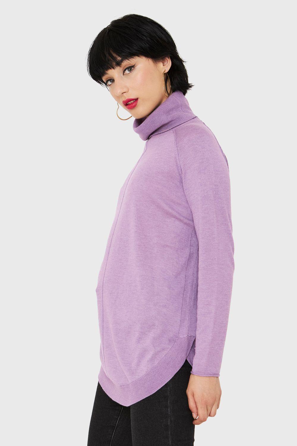 Tejido Cuello Tortuga Holgado Lila Nicopoly-2