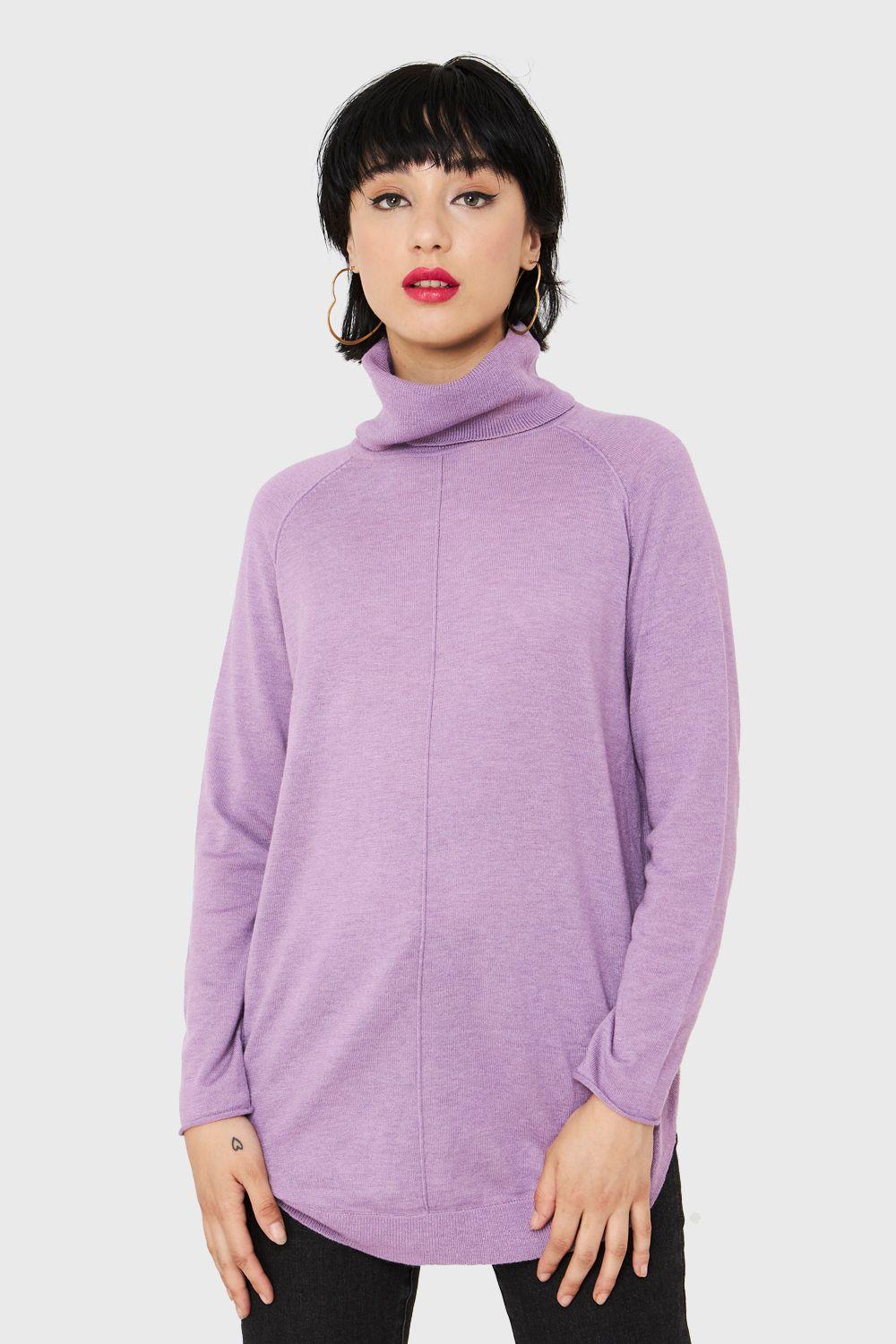 Tejido Cuello Tortuga Holgado Lila Nicopoly-4