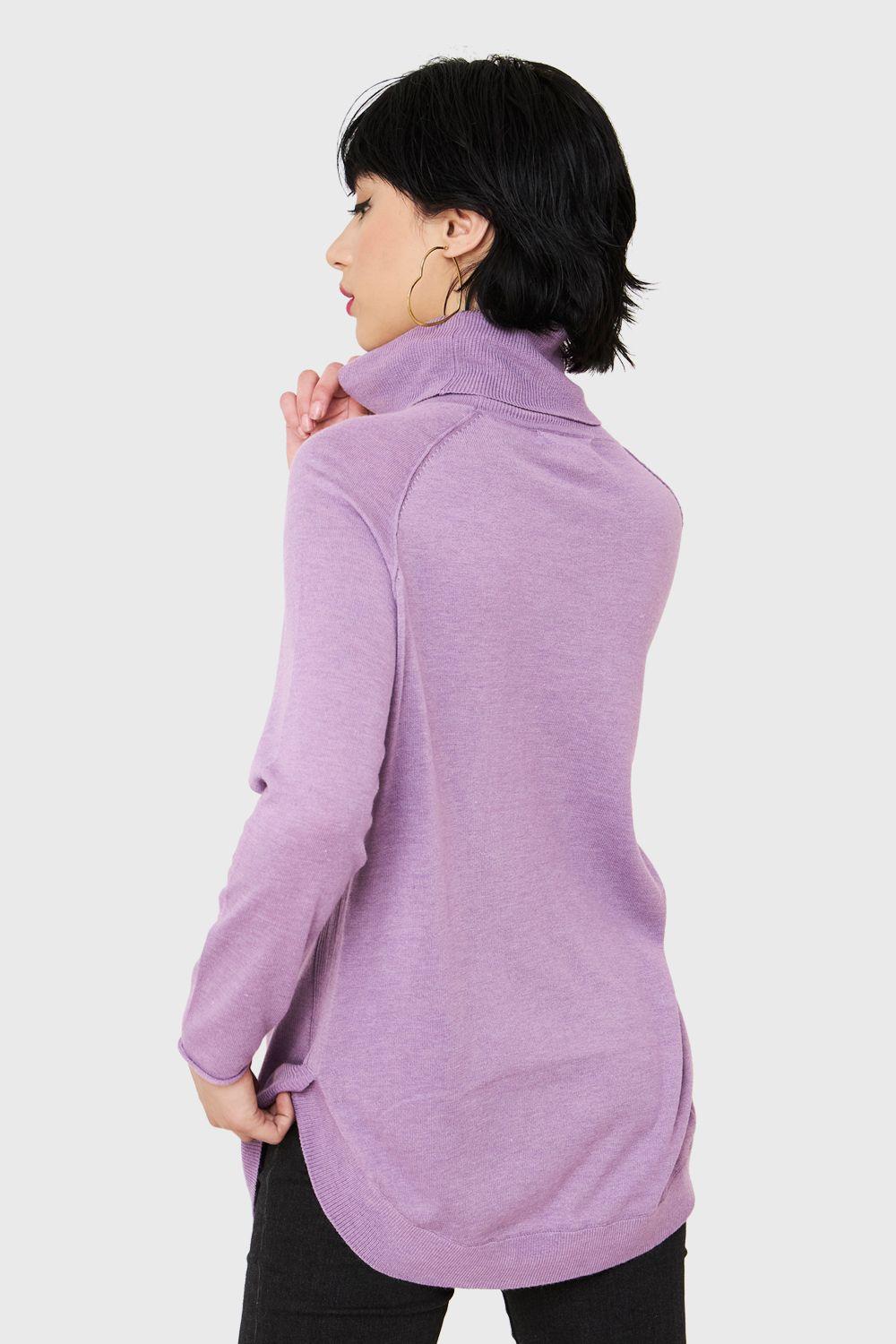 Tejido Cuello Tortuga Holgado Lila Nicopoly-3