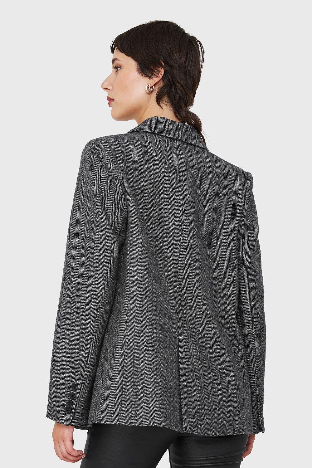 Blazer Patrón Espiga Gris Claro Nicopoly-3