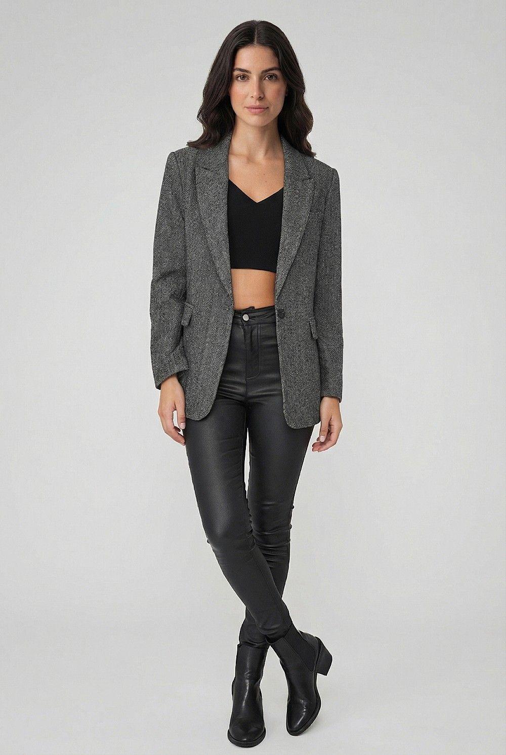 Blazer Patrón Espiga Gris Claro Nicopoly-1