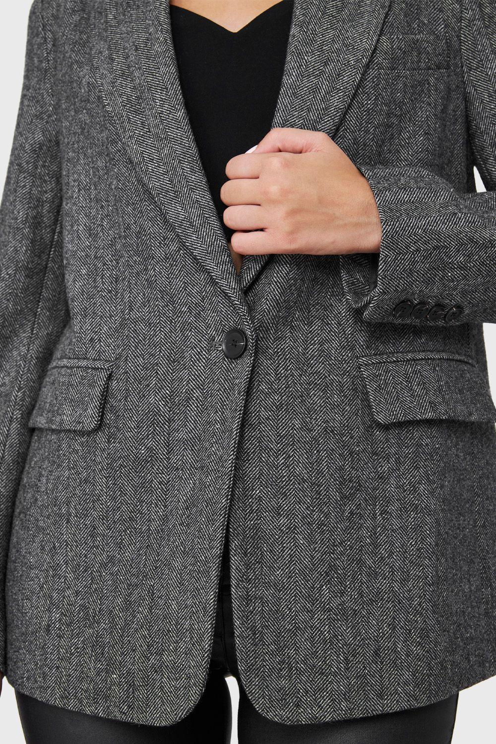 Blazer Patrón Espiga Gris Claro Nicopoly-5