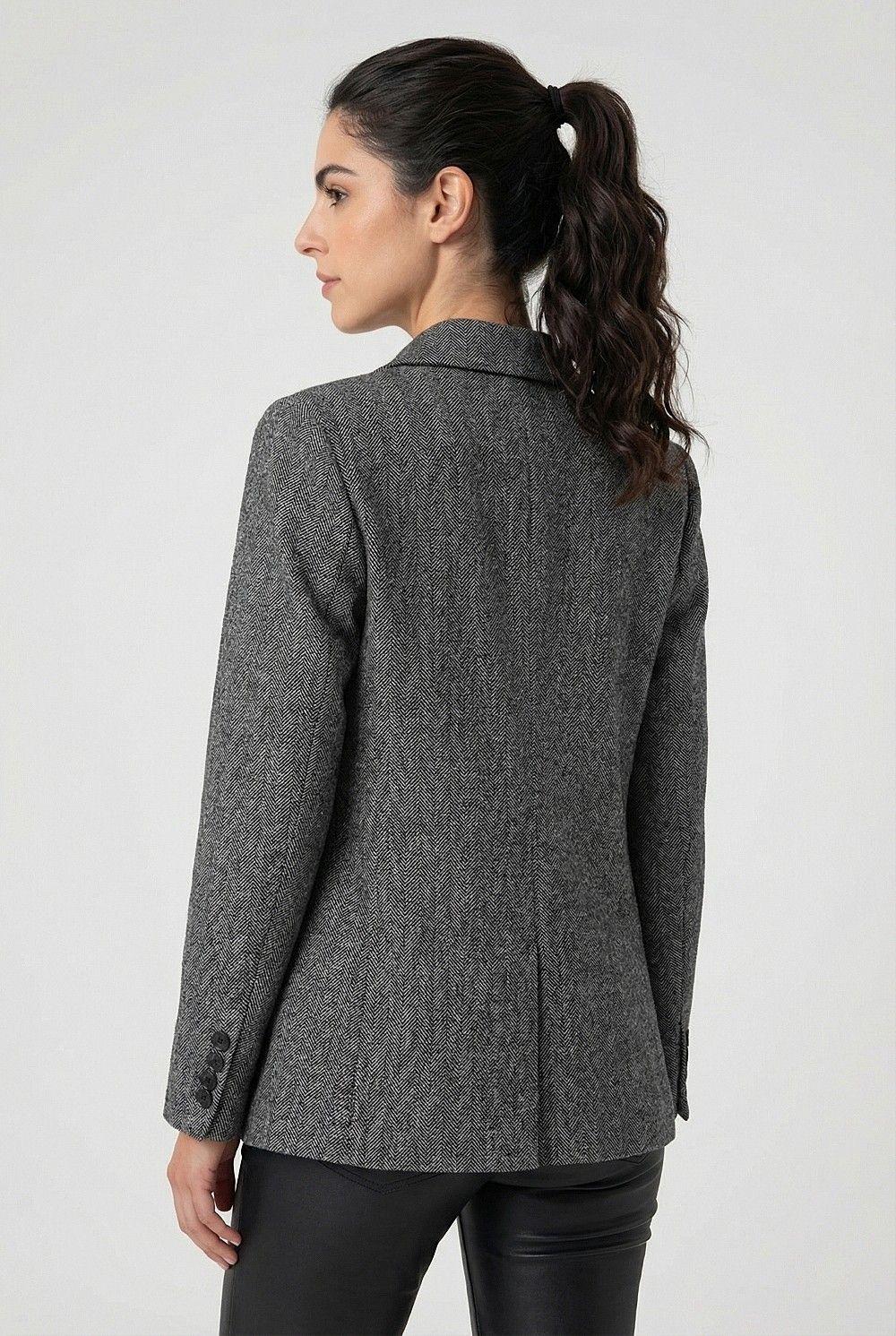 Blazer Patrón Espiga Gris Claro Nicopoly-3