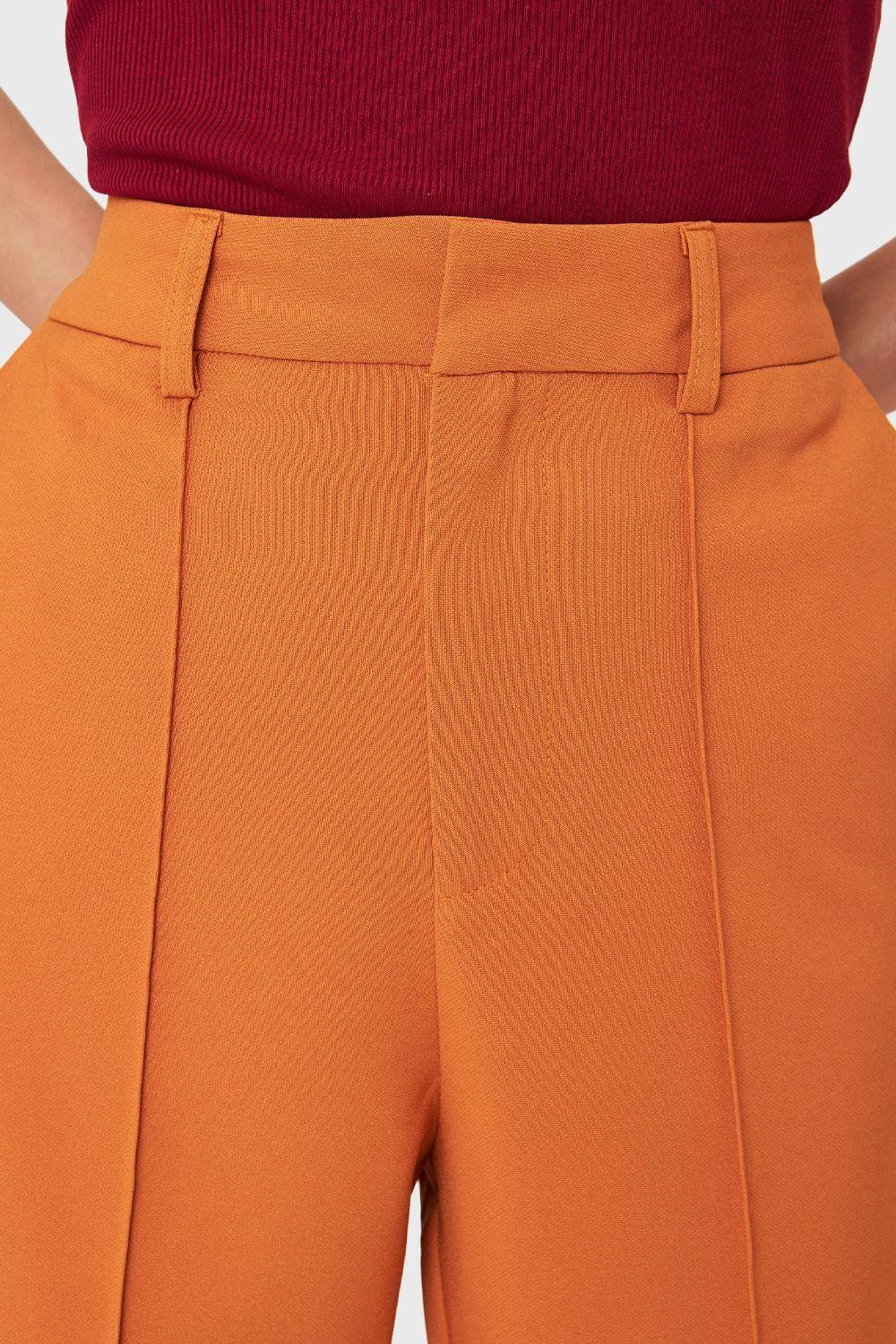 Pantalón Costuras Frontales Recto Naranjo Claro Nicopoly-5