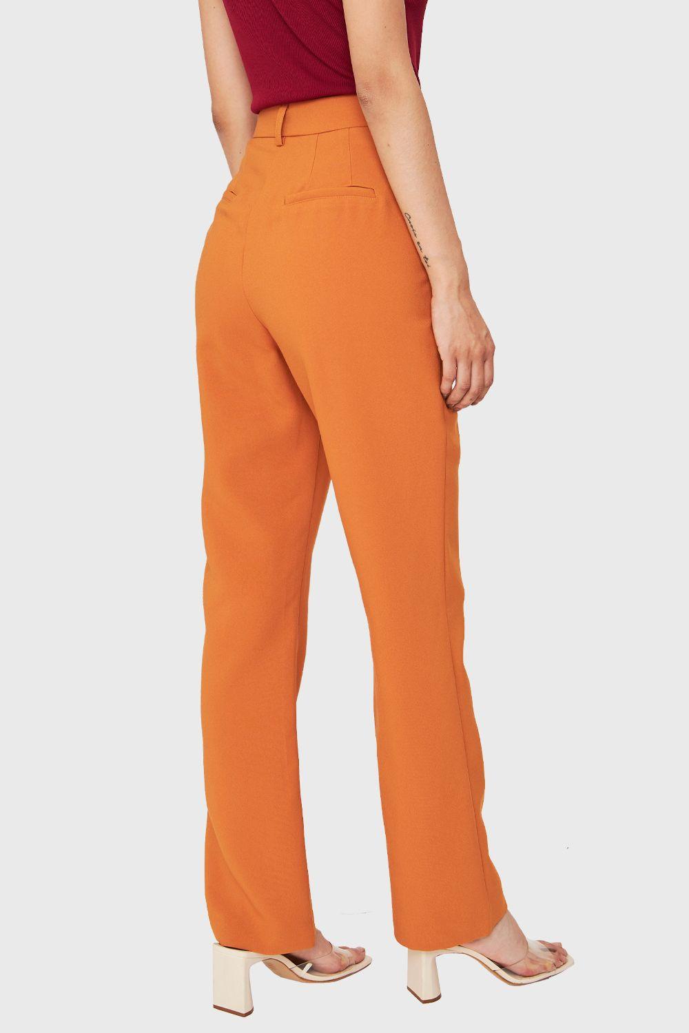 Pantalón Costuras Frontales Recto Naranjo Claro Nicopoly-3