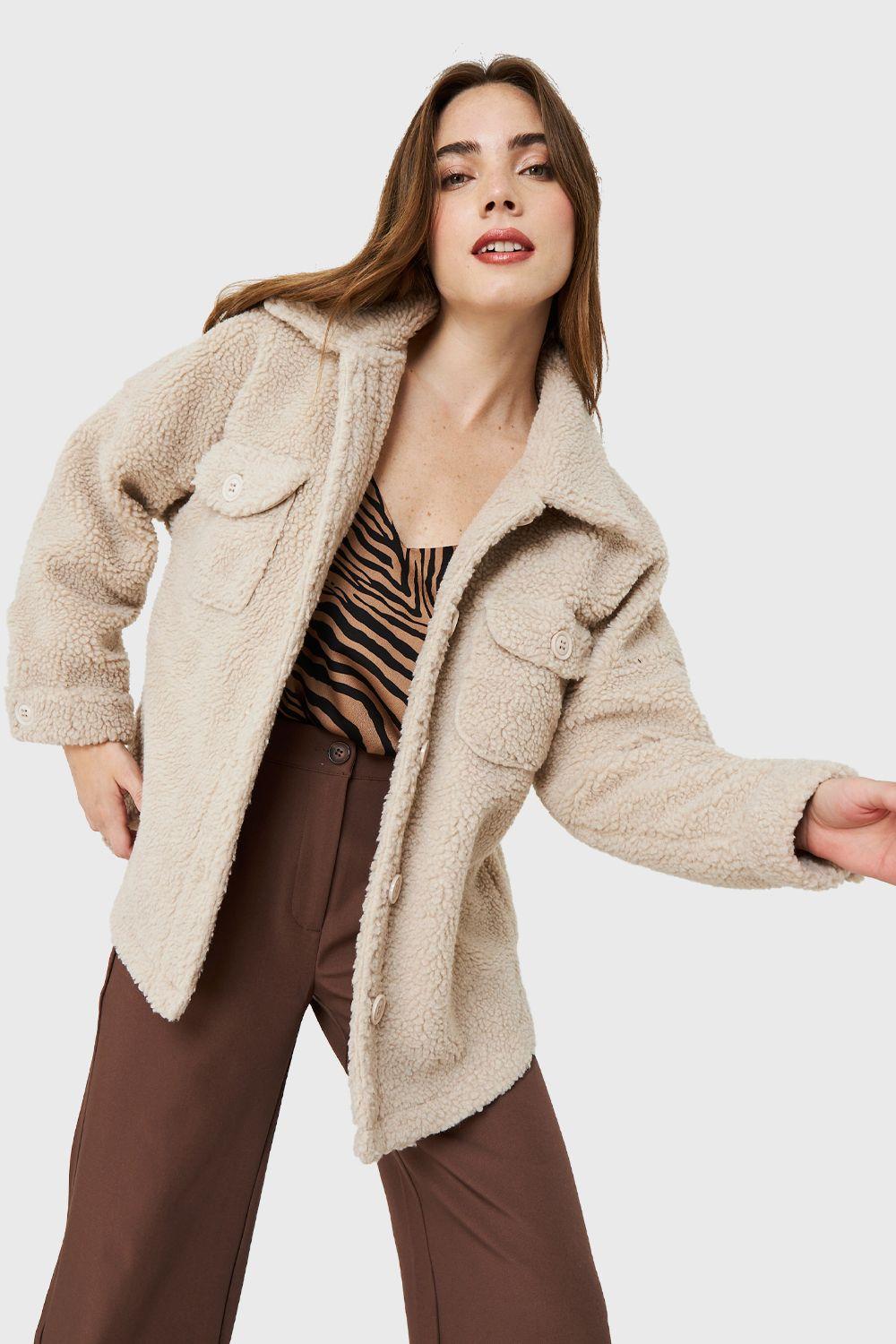 Chaqueta Tipo Teddy Beige Nicopoly-4