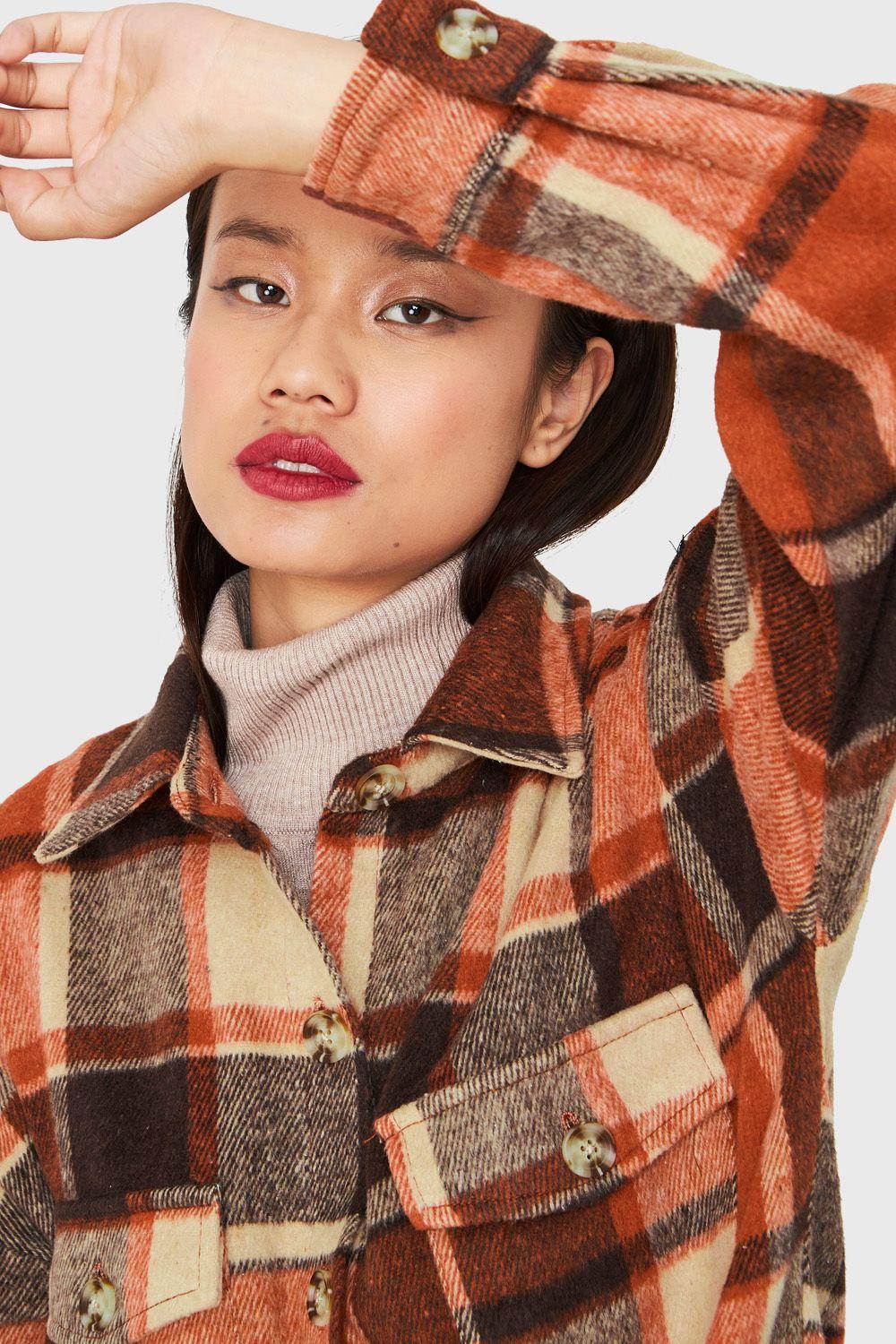 Sobrecamisa Larga Escocés Naranjo Nicopoly-5