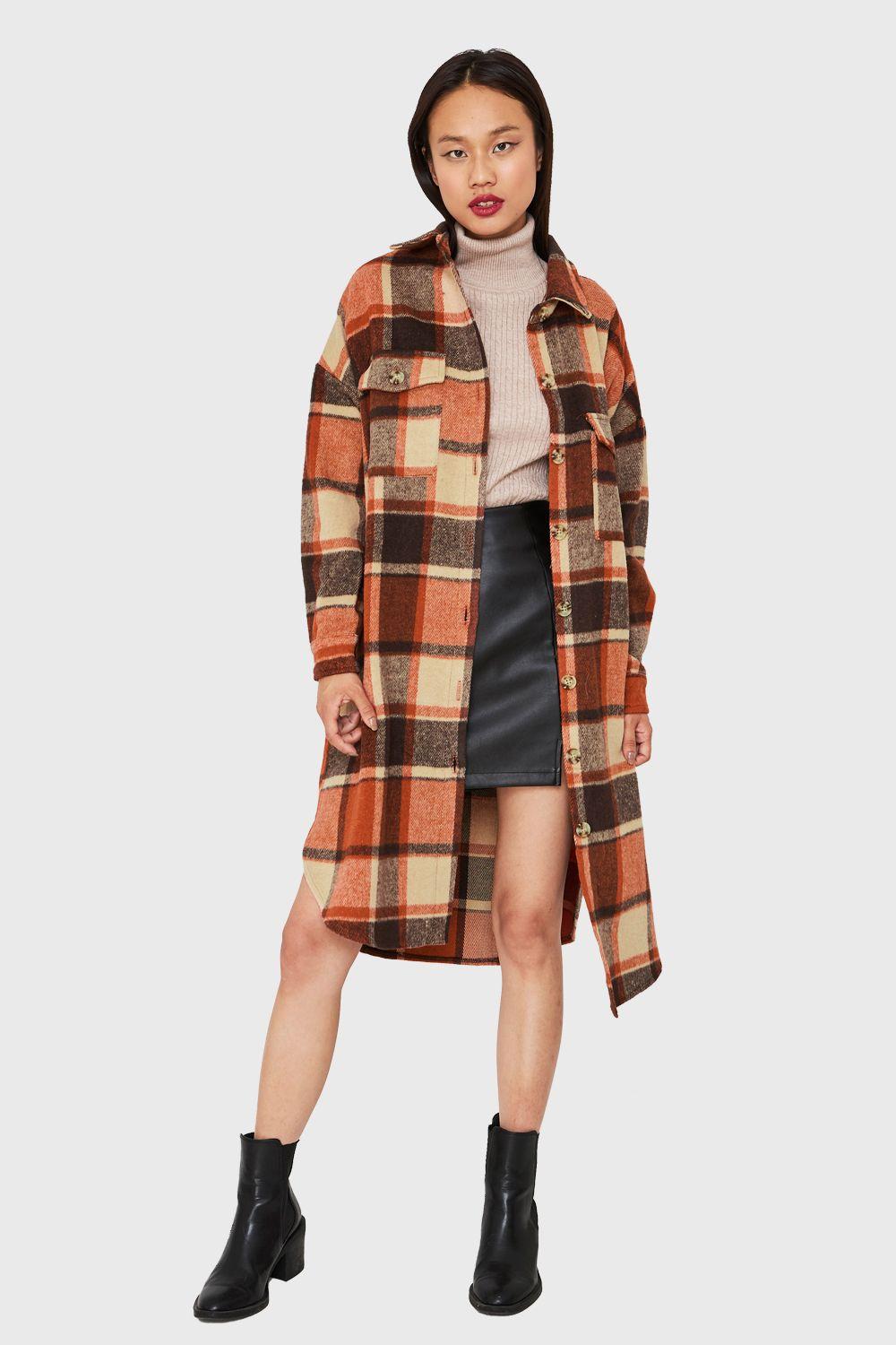 Sobrecamisa Larga Escocés Naranjo Nicopoly-1