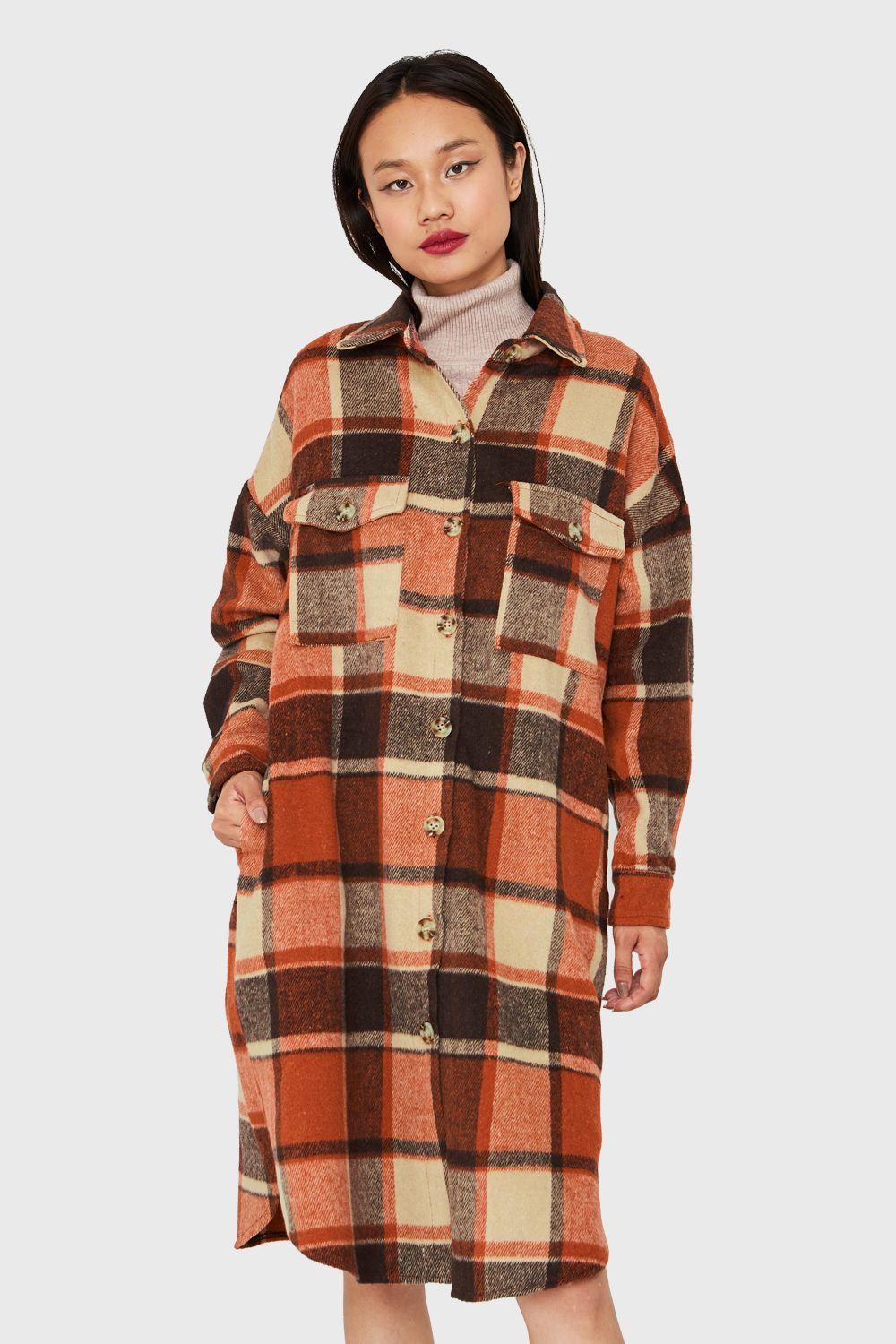 Sobrecamisa Larga Escocés Naranjo Nicopoly-4