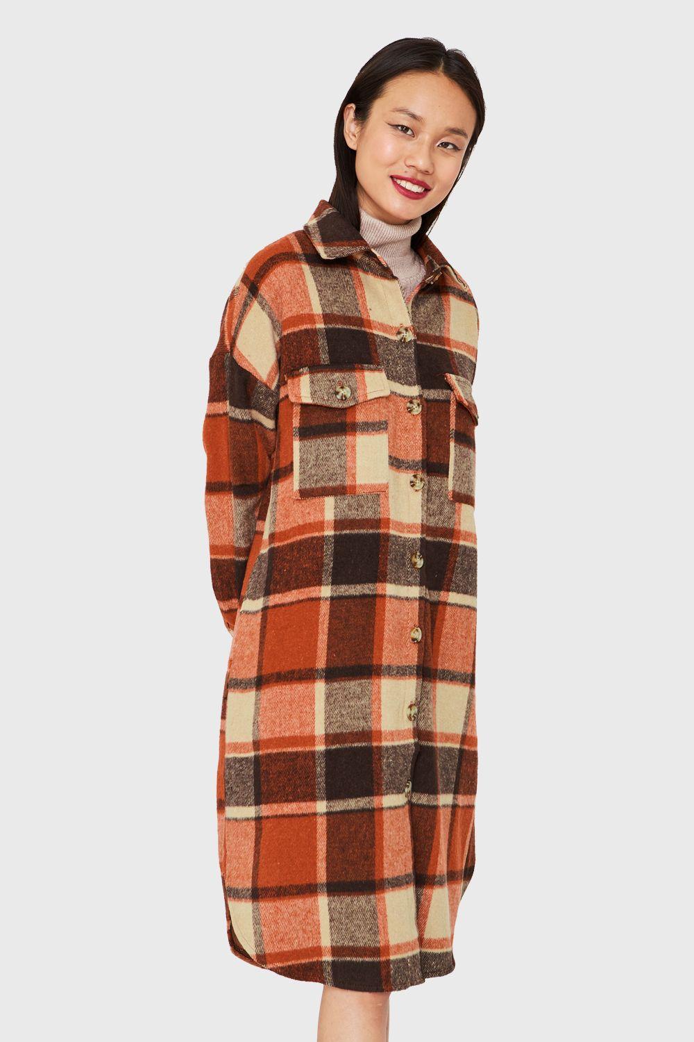 Sobrecamisa Larga Escocés Naranjo Nicopoly-2