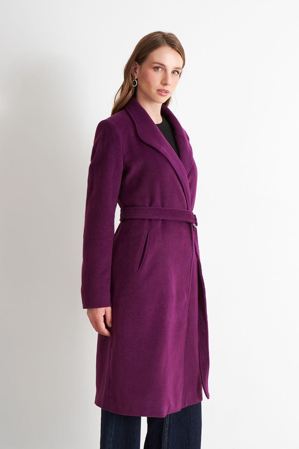 Abrigo con Cinturón Hebilla Metálica Morado Nicopoly-2