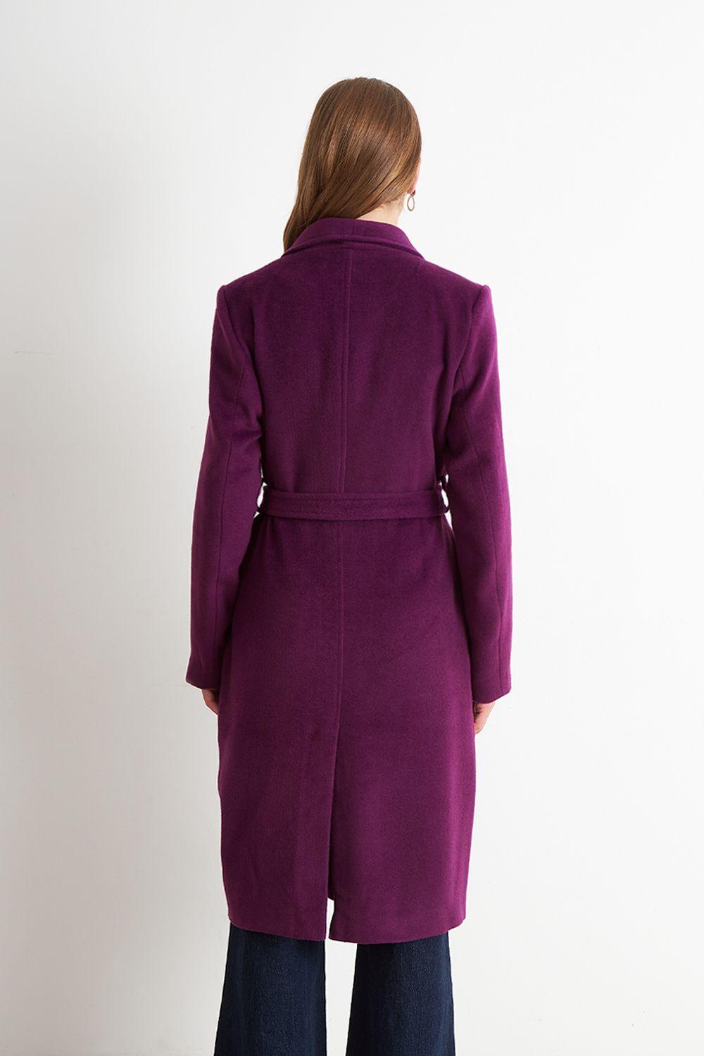 Abrigo con Cinturón Hebilla Metálica Morado Nicopoly-3