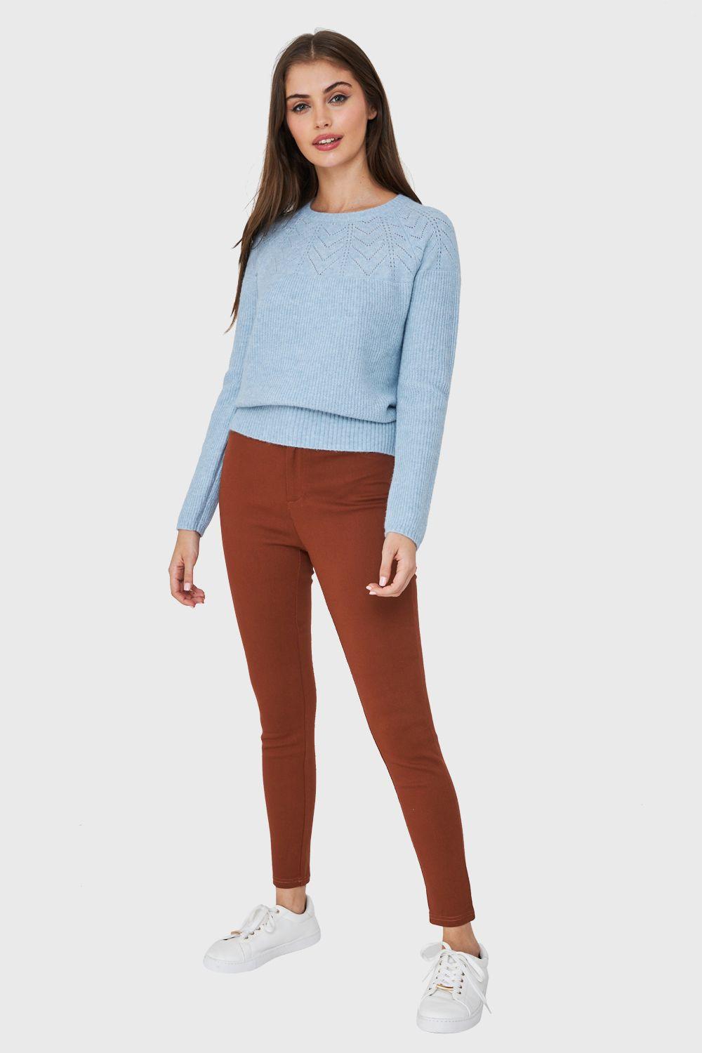 Sweater Detalle Punto Calado Celeste Nicopoly-1