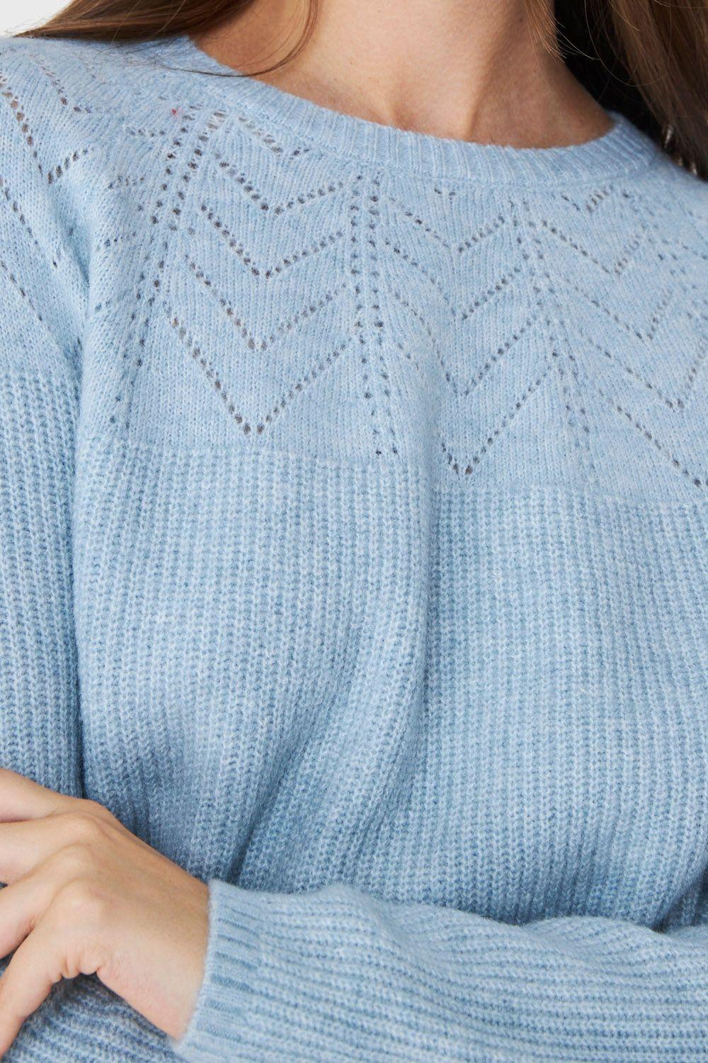 Sweater Detalle Punto Calado Celeste Nicopoly-5